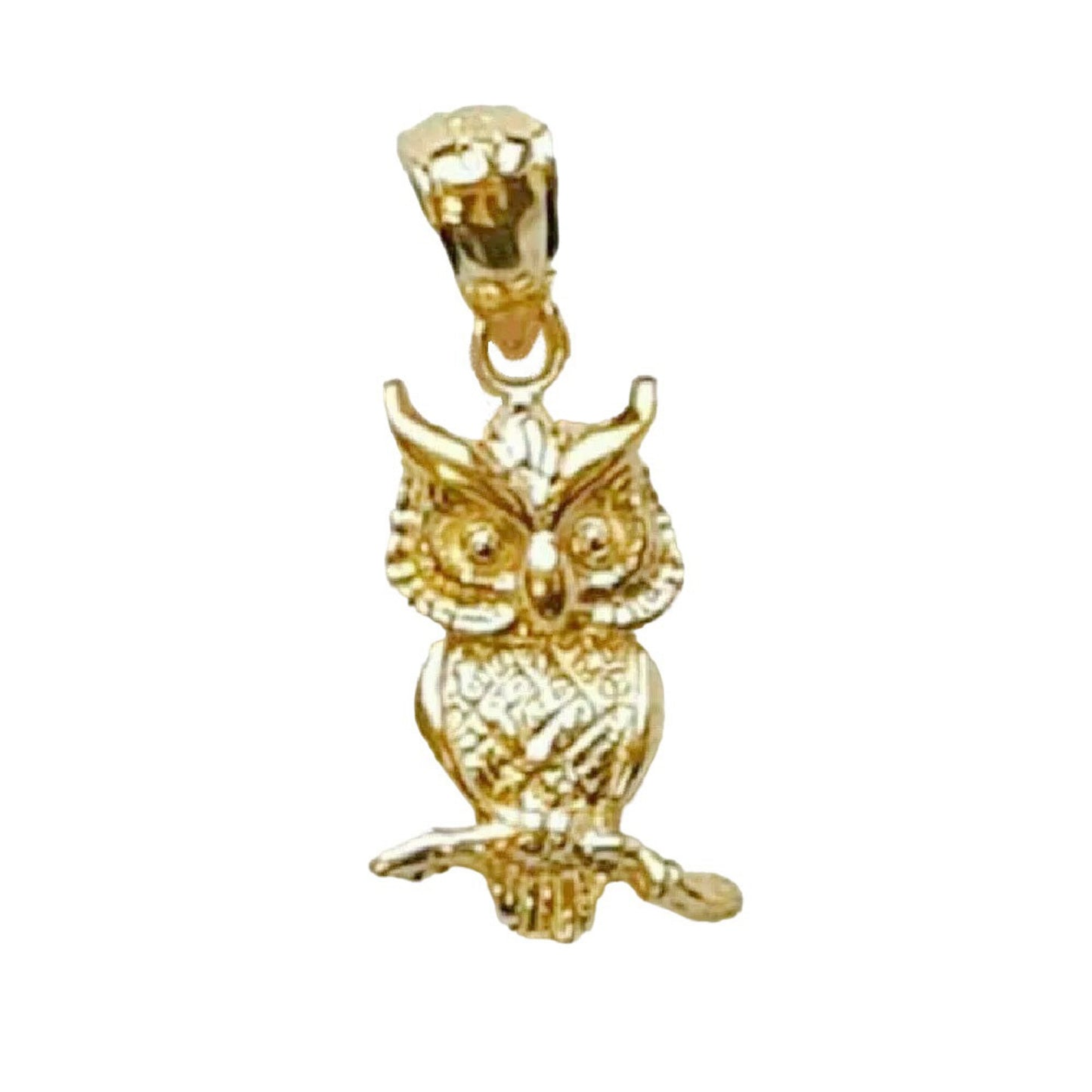 14K Yellow Gold Owl Pendant