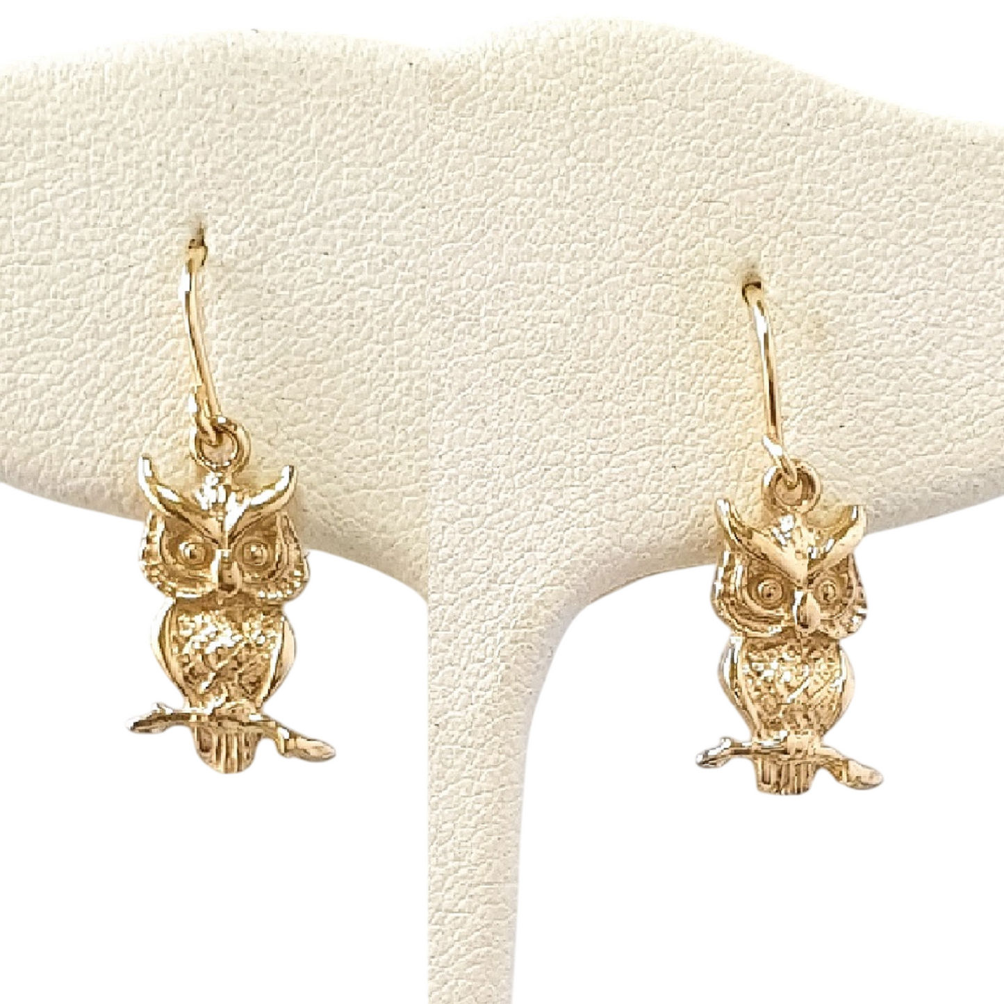 14k Yellow Gold OWL Dangle Earrings