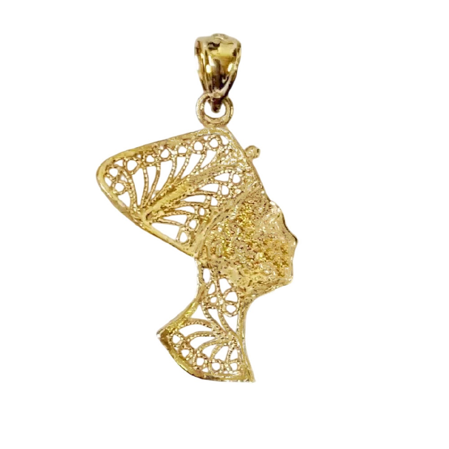 14K Yellow Gold Egyptian Queen Nefertiti Pendant