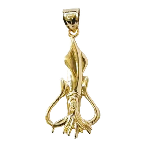 14K Yellow Gold Squid Pendant