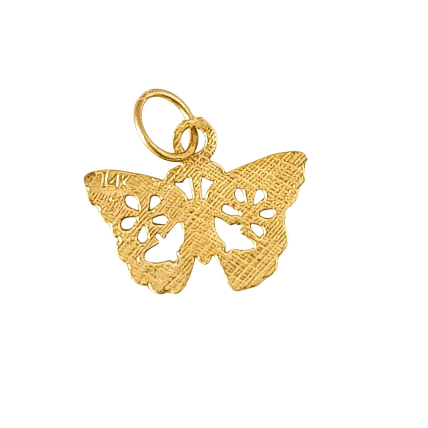 14K Yellow Gold Butterfly Charm Pendant
