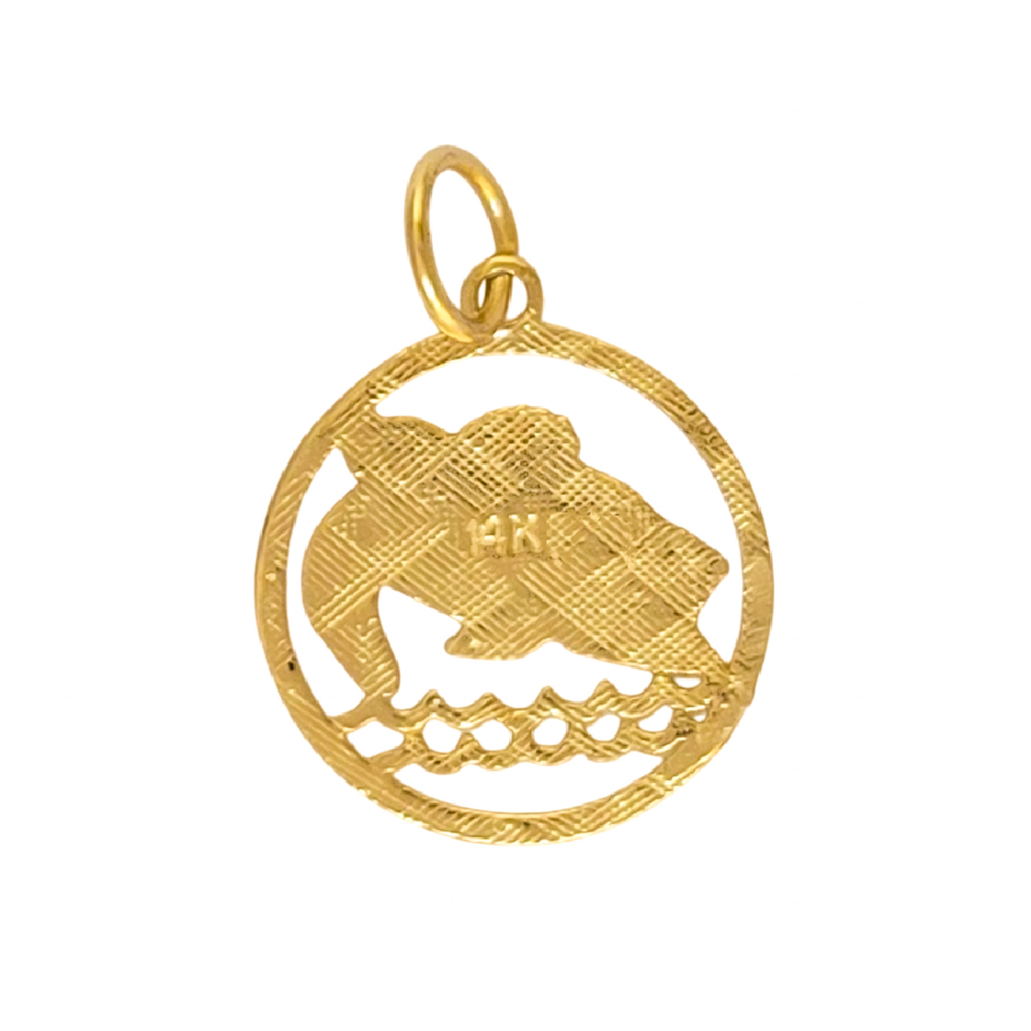 14K Yellow Gold Bass Fish Pendant Charm