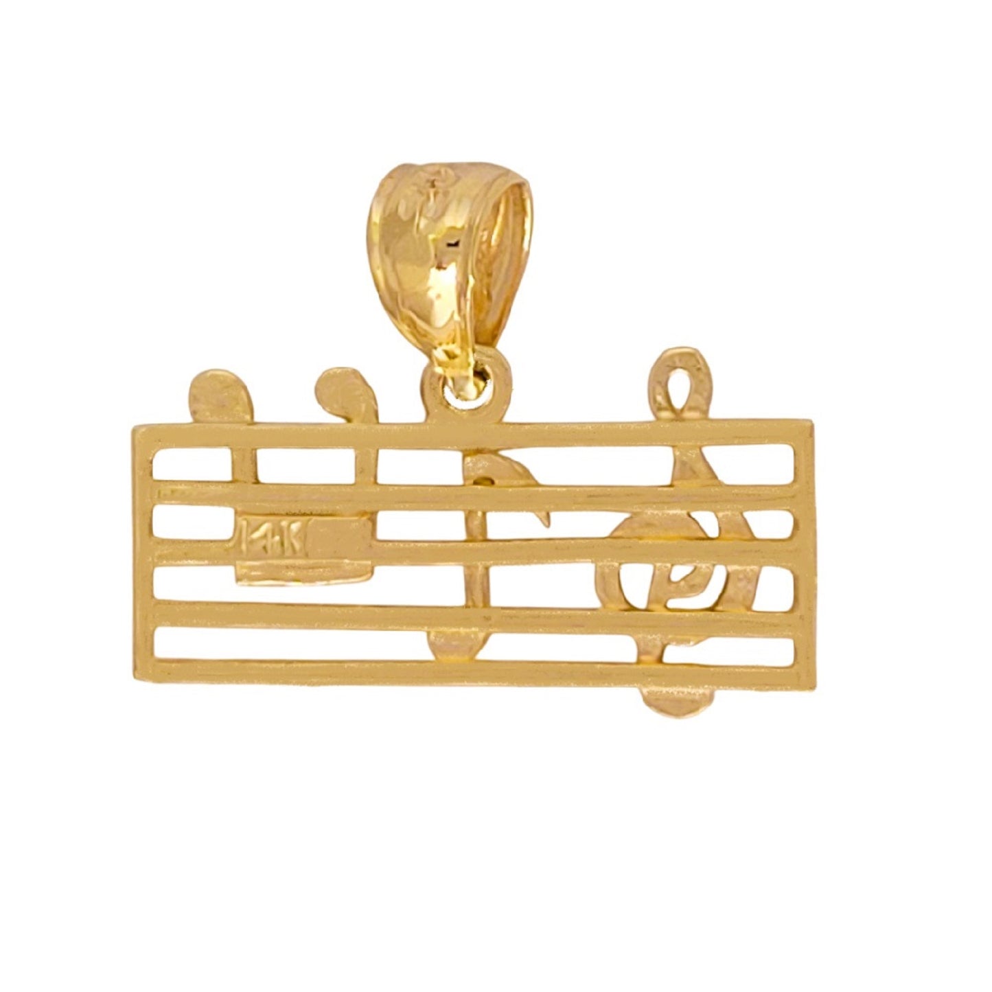 14K Yellow Gold Treble Clef Musical Notes Pendant