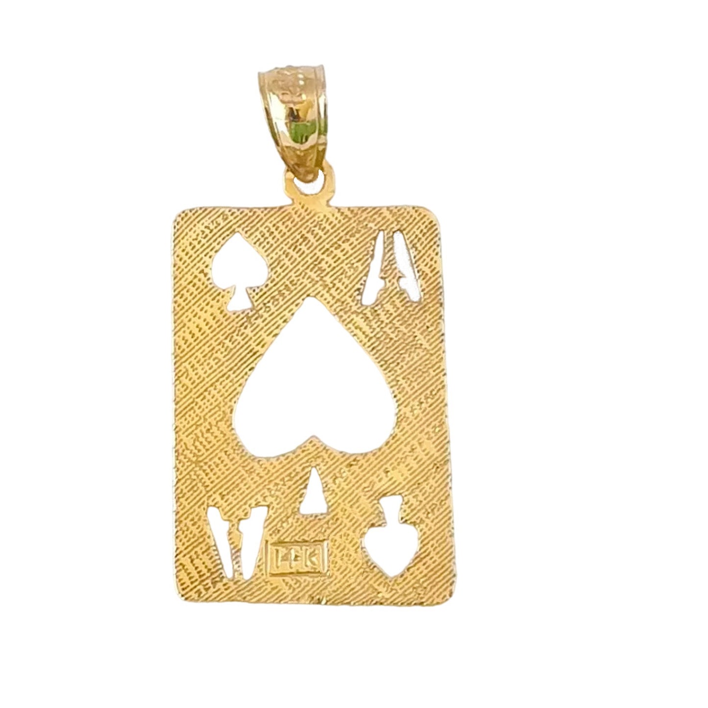 14k Yellow Gold Ace Of Spades Playing Cards Pendant
