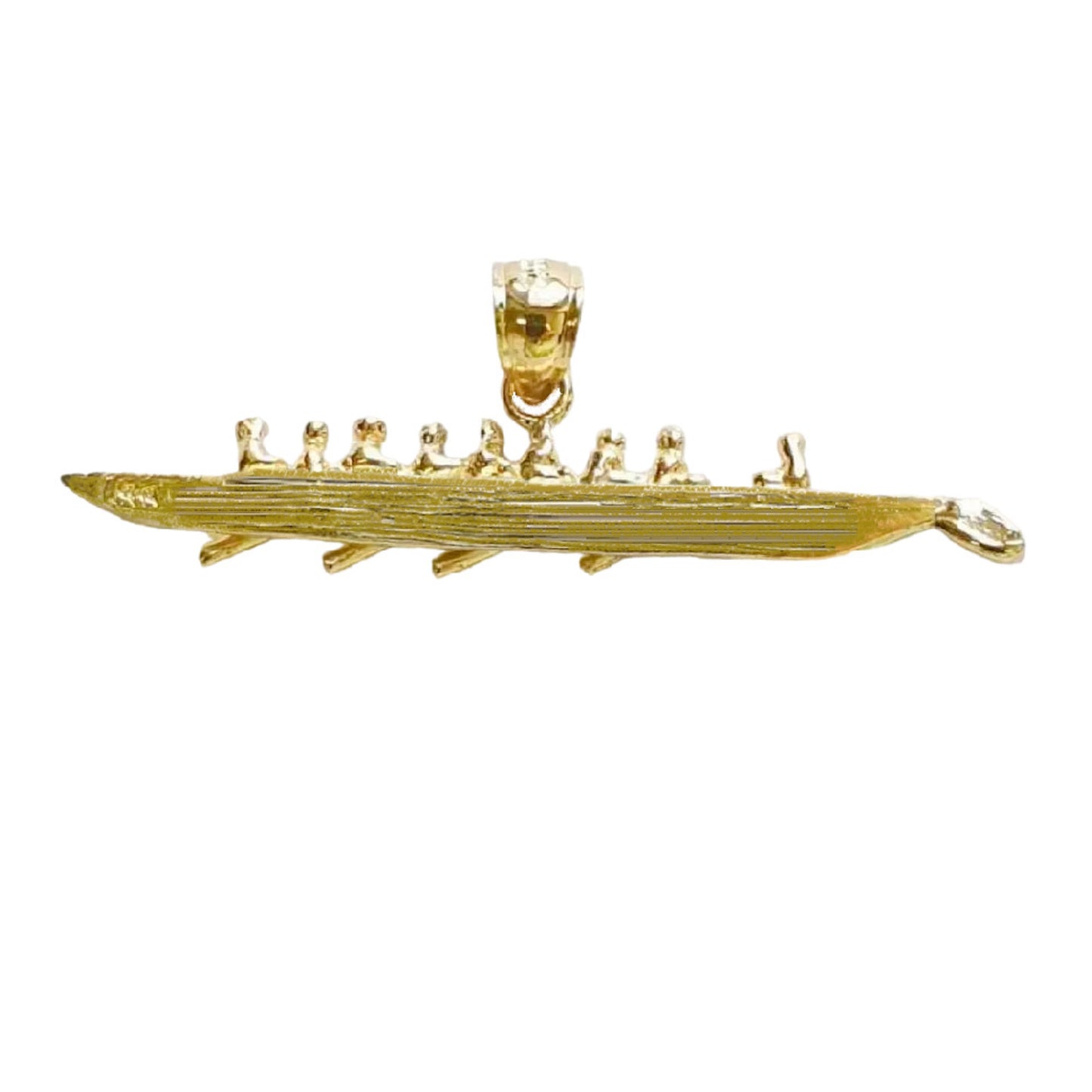 14K Yellow Gold Canoe Rowing Team 3D Pendant