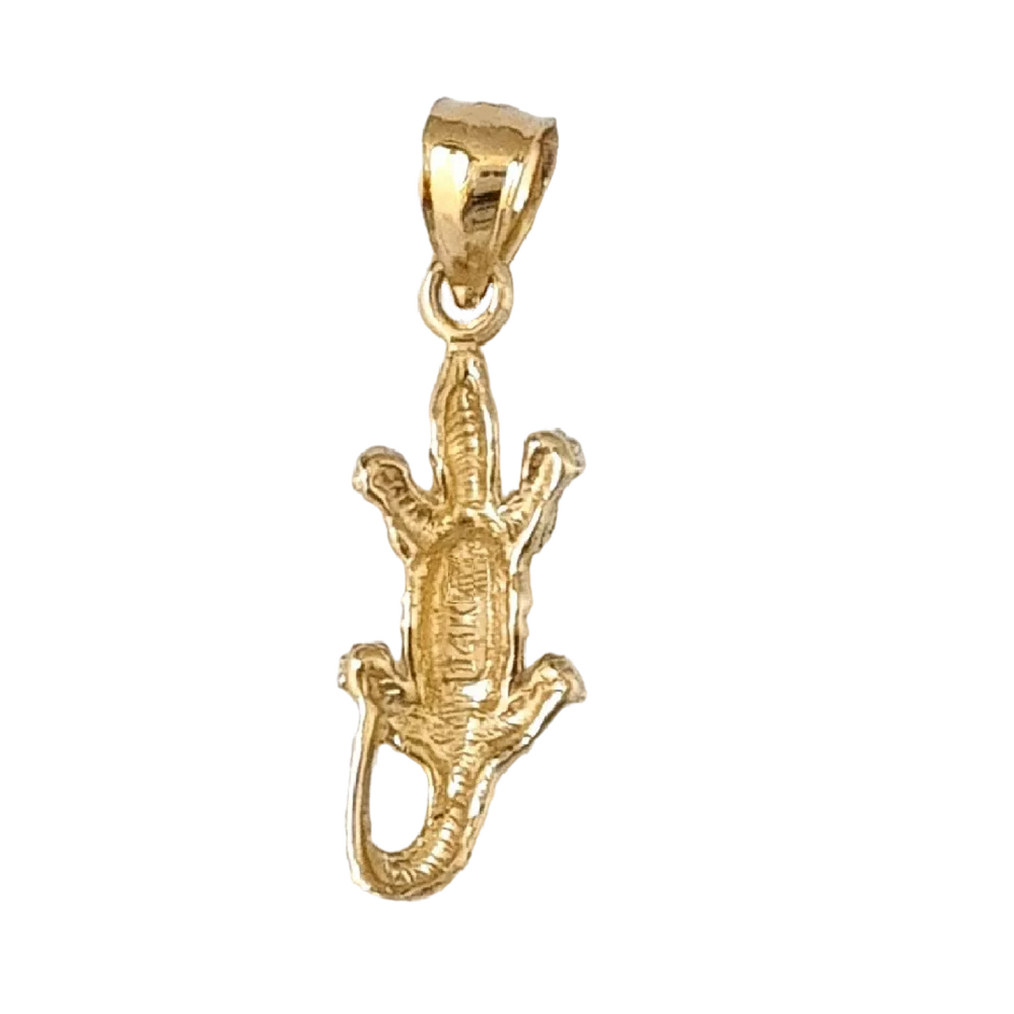 14K Yellow Gold Alligator Crocodile Pendant Charm