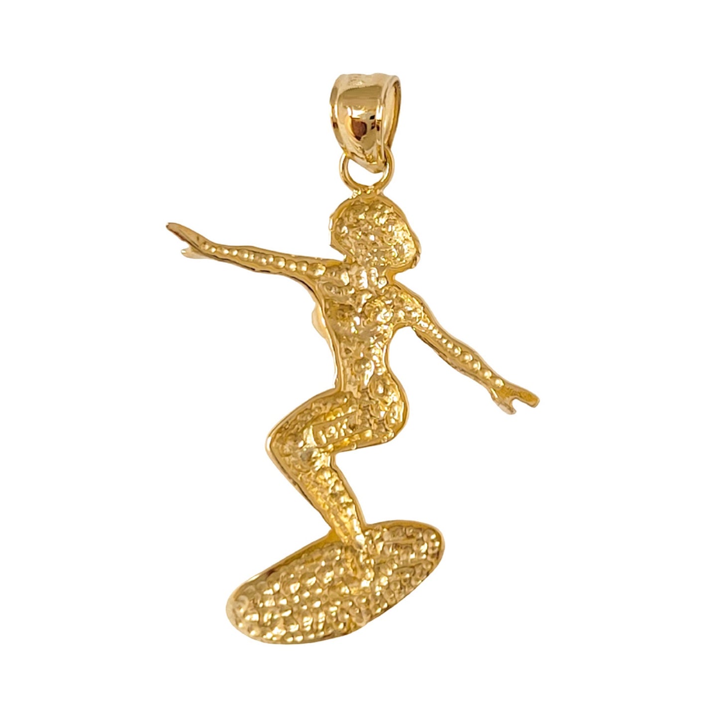 14K Yellow Gold Surfer Pendant