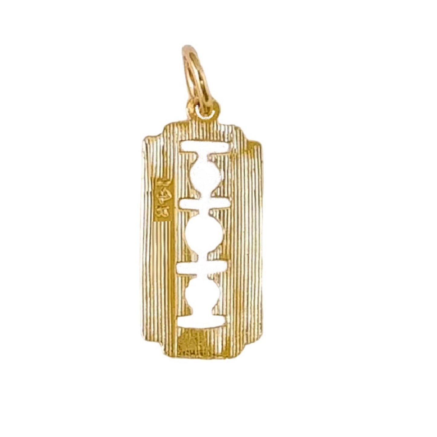 14K Yellow Gold Razor Blade Pendant
