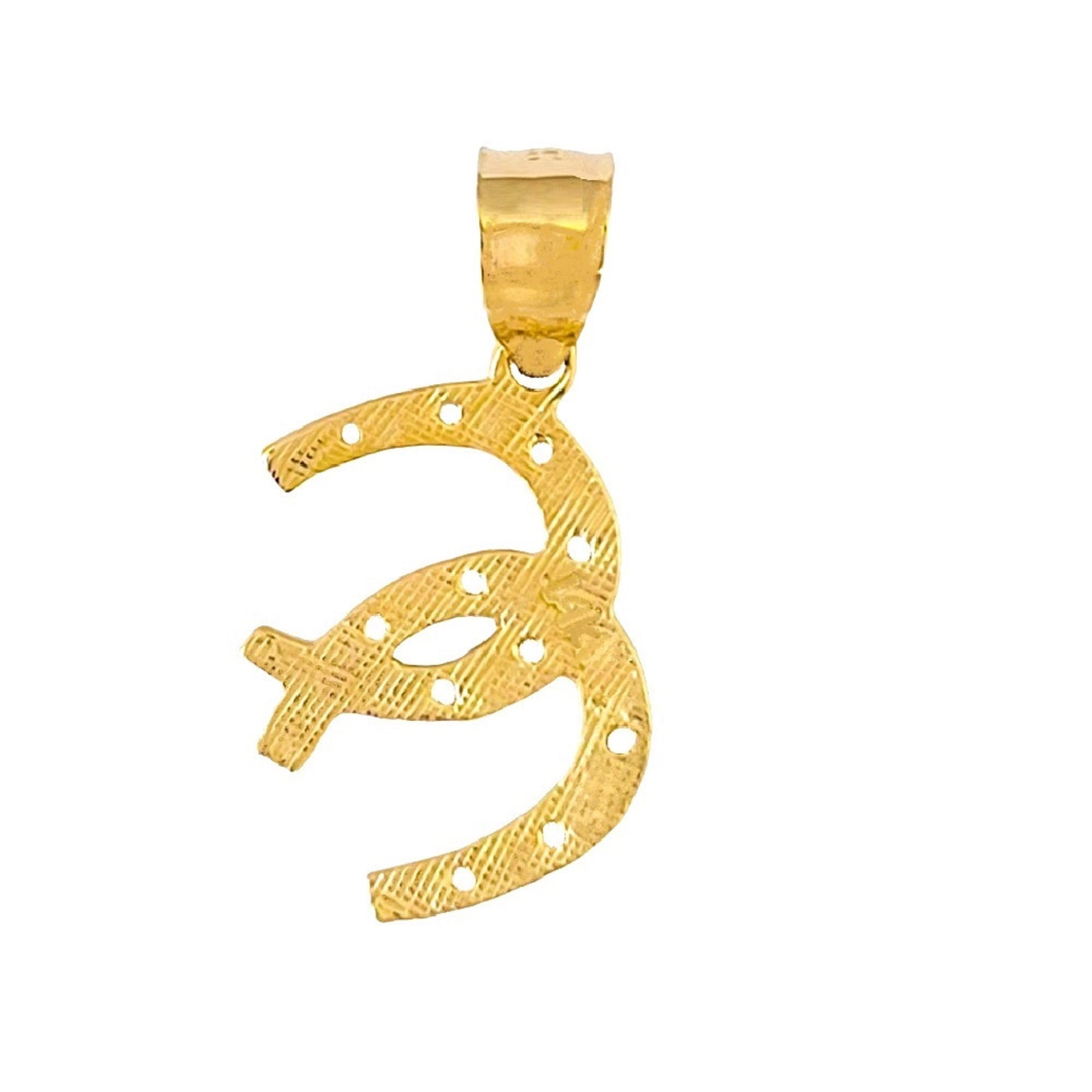 14K Yellow Gold Double Horseshoe Pendant Charm