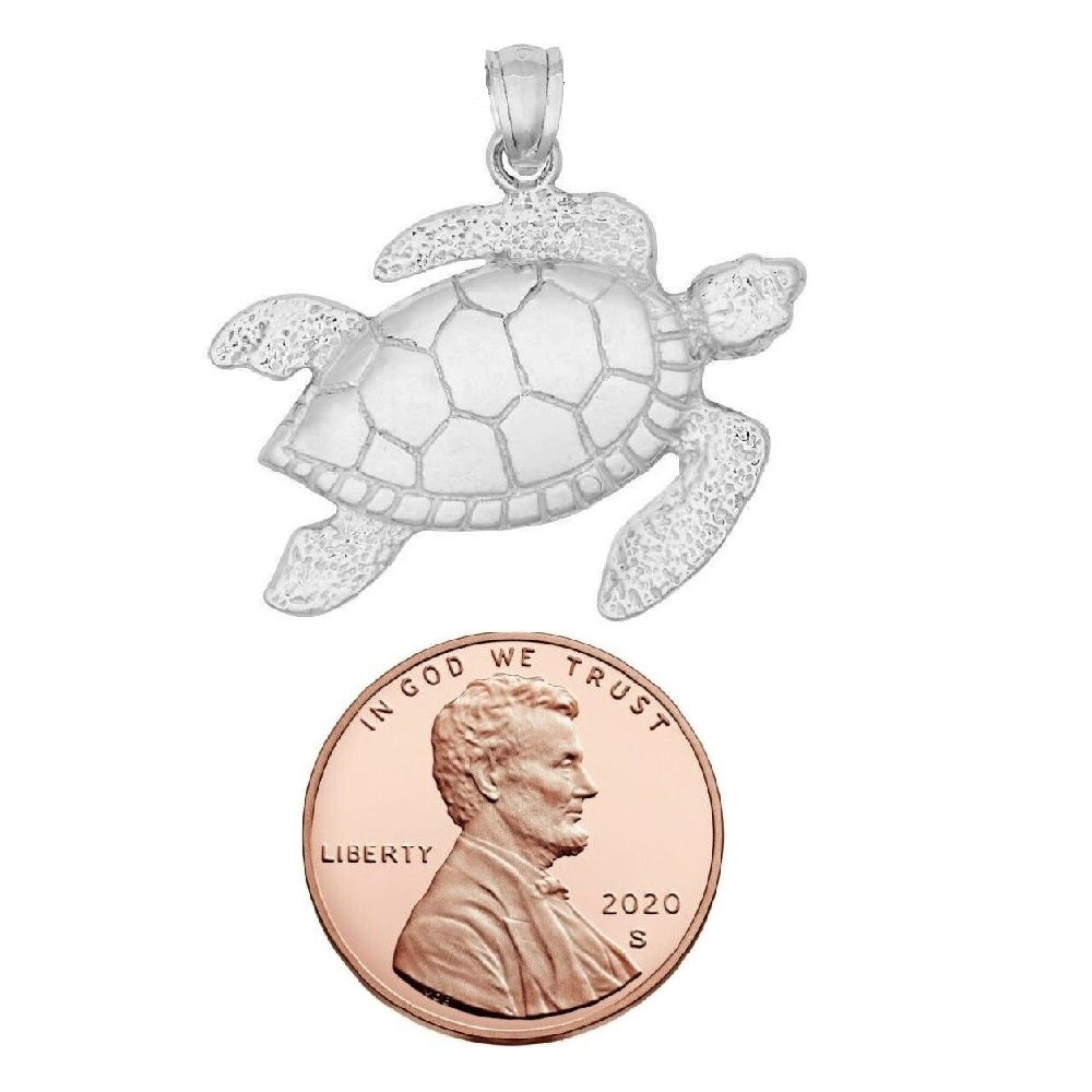 925 Sterling Silver Necklace w/ Turtle Pendant Charm