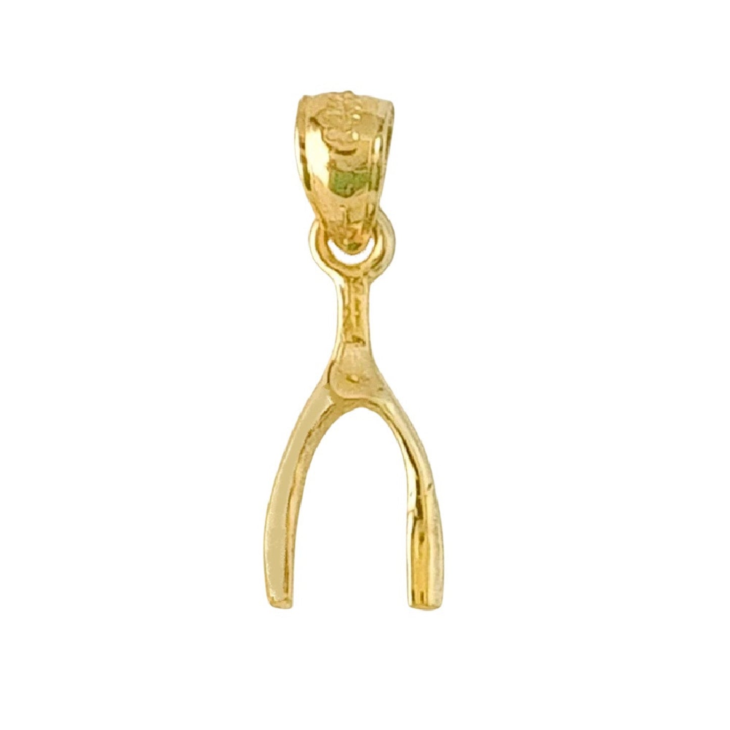 14K Yellow Gold WISHBONE Charm Pendant