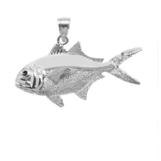 925 Sterling Crevalle Jack Fish 3D (3 Dimensional) Solid Pendant