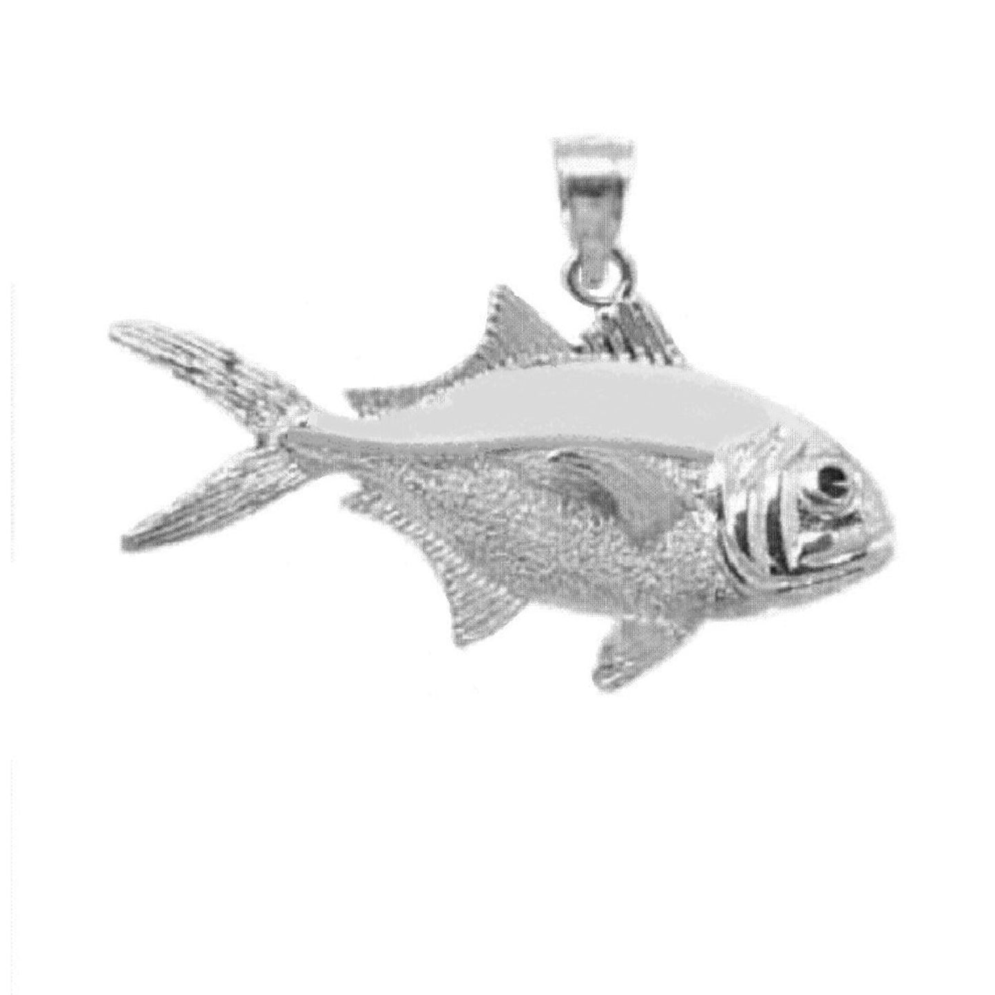 925 Sterling Crevalle Jack Fish 3D (3 Dimensional) Solid Pendant