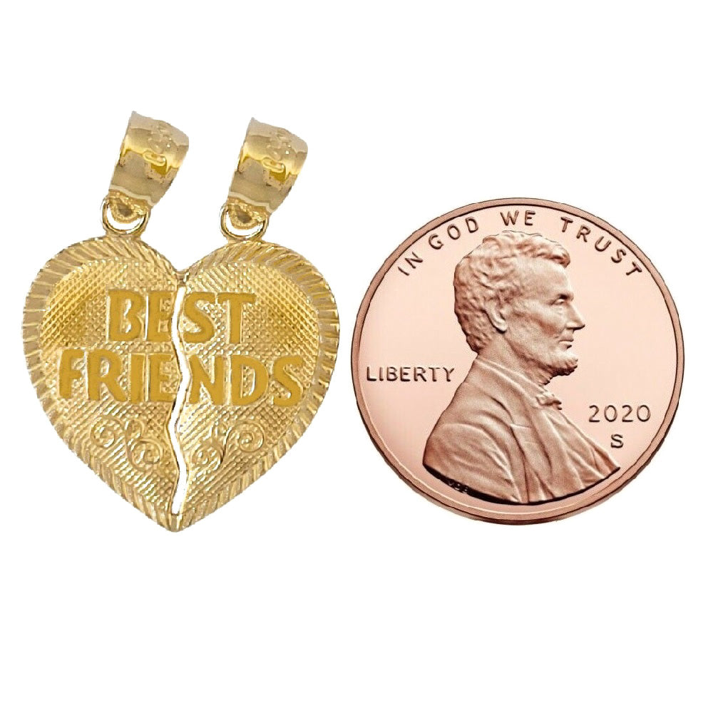 14K Yellow Gold Best Friends Breakable Heart Pendant