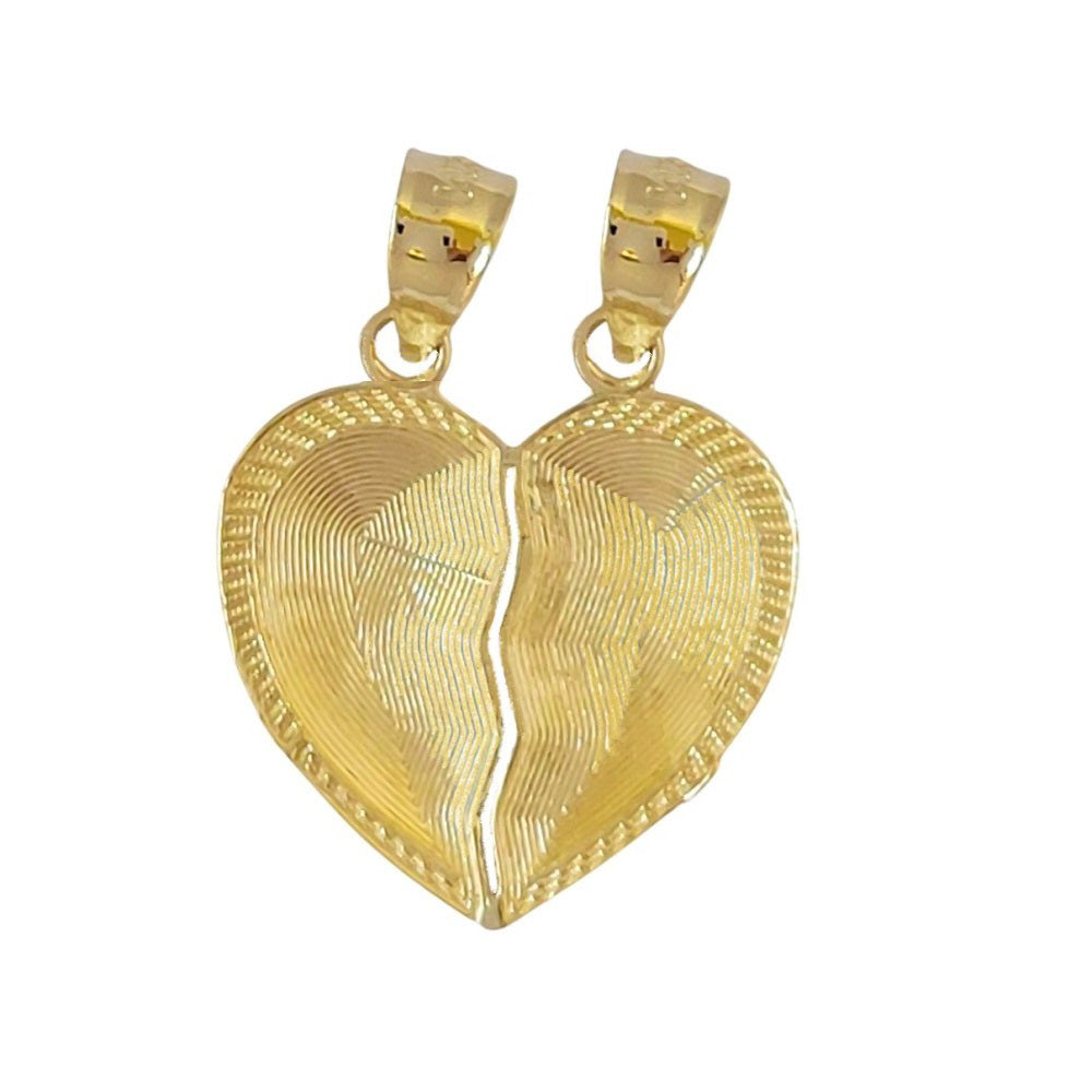14K Yellow Gold Best Friends Breakable Heart Pendant