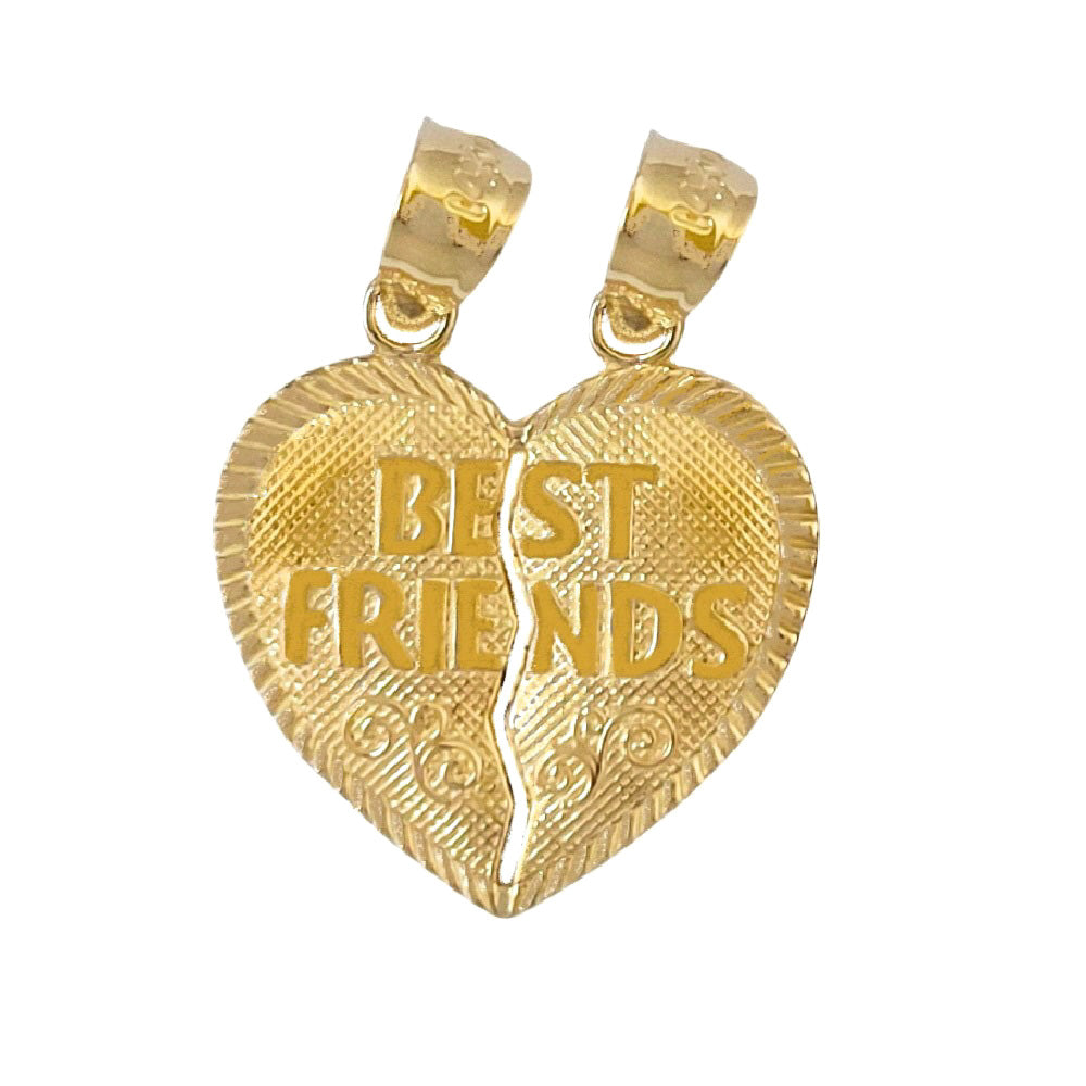 14K Yellow Gold Best Friends Breakable Heart Pendant