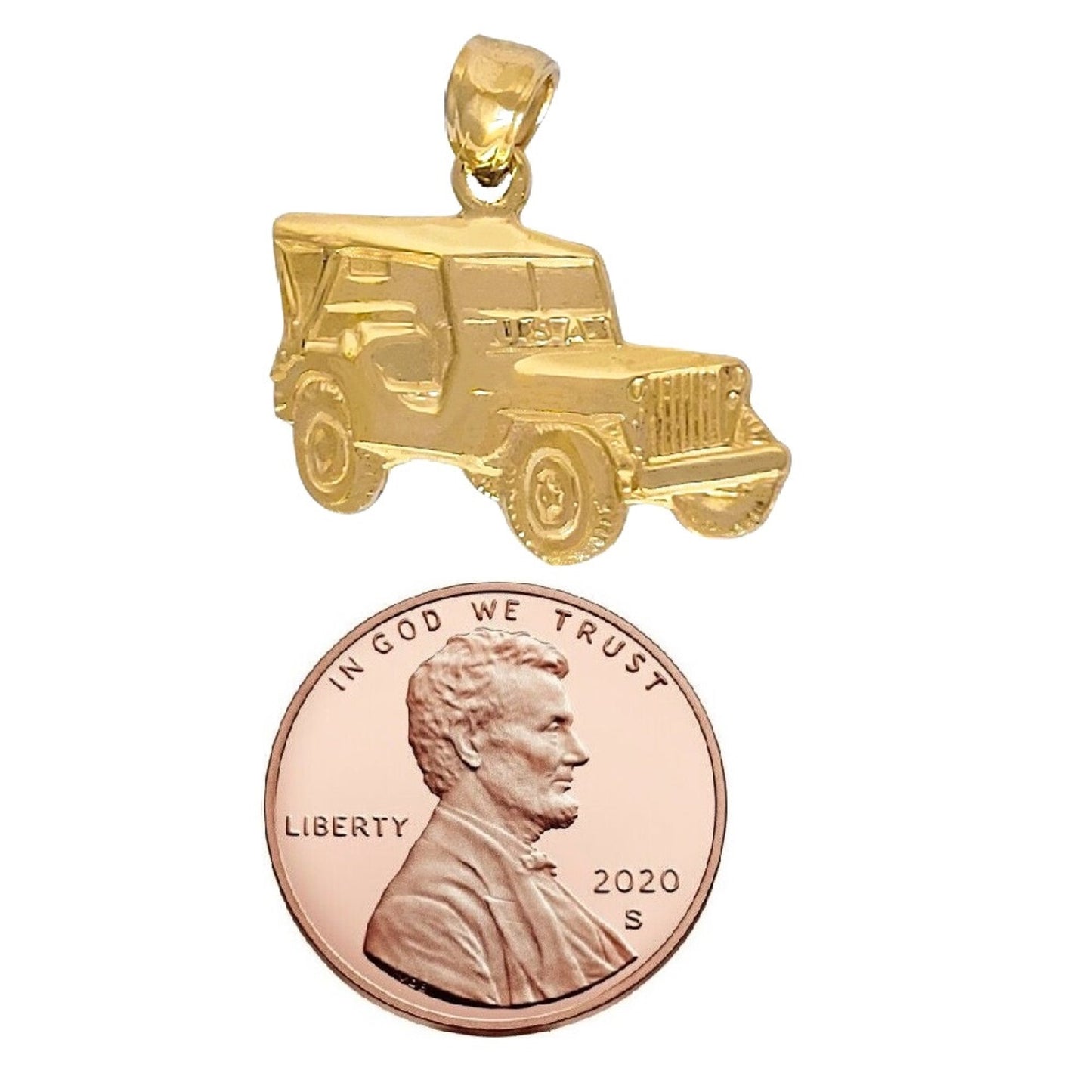 14K Yellow Gold Jeep Car Pendant