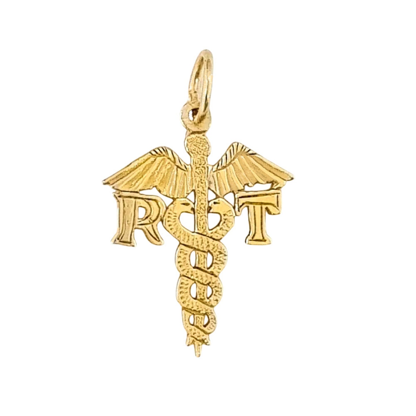 14K Yellow Gold RT (Respiratory Therapist) Medical Pendant Charm