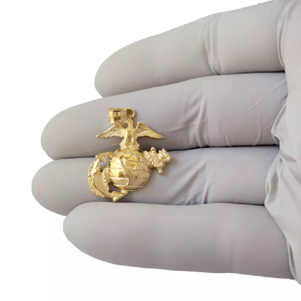 14k Yellow Gold Eagle Globe Anchor Pendant, Made in USA