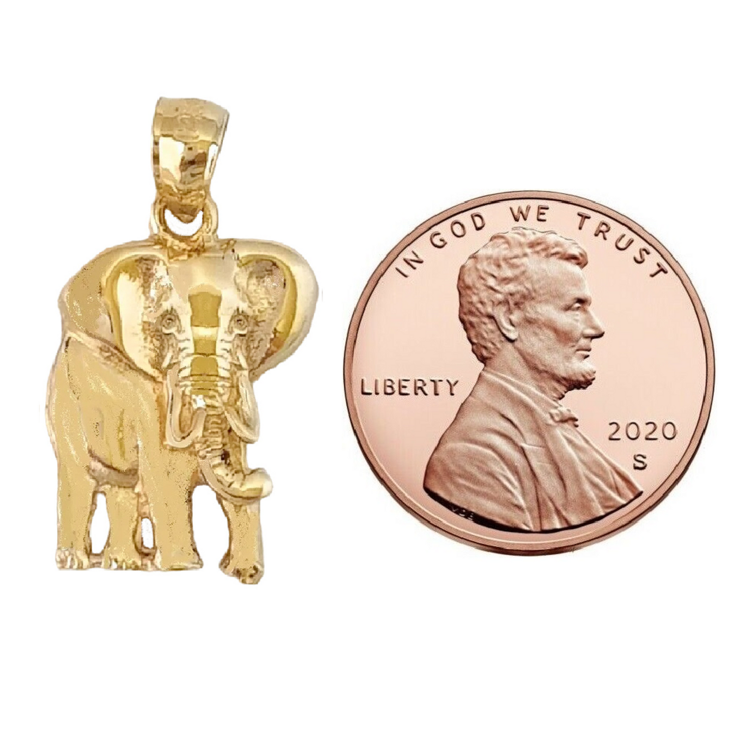 14K Yellow Gold Elephant Pendant