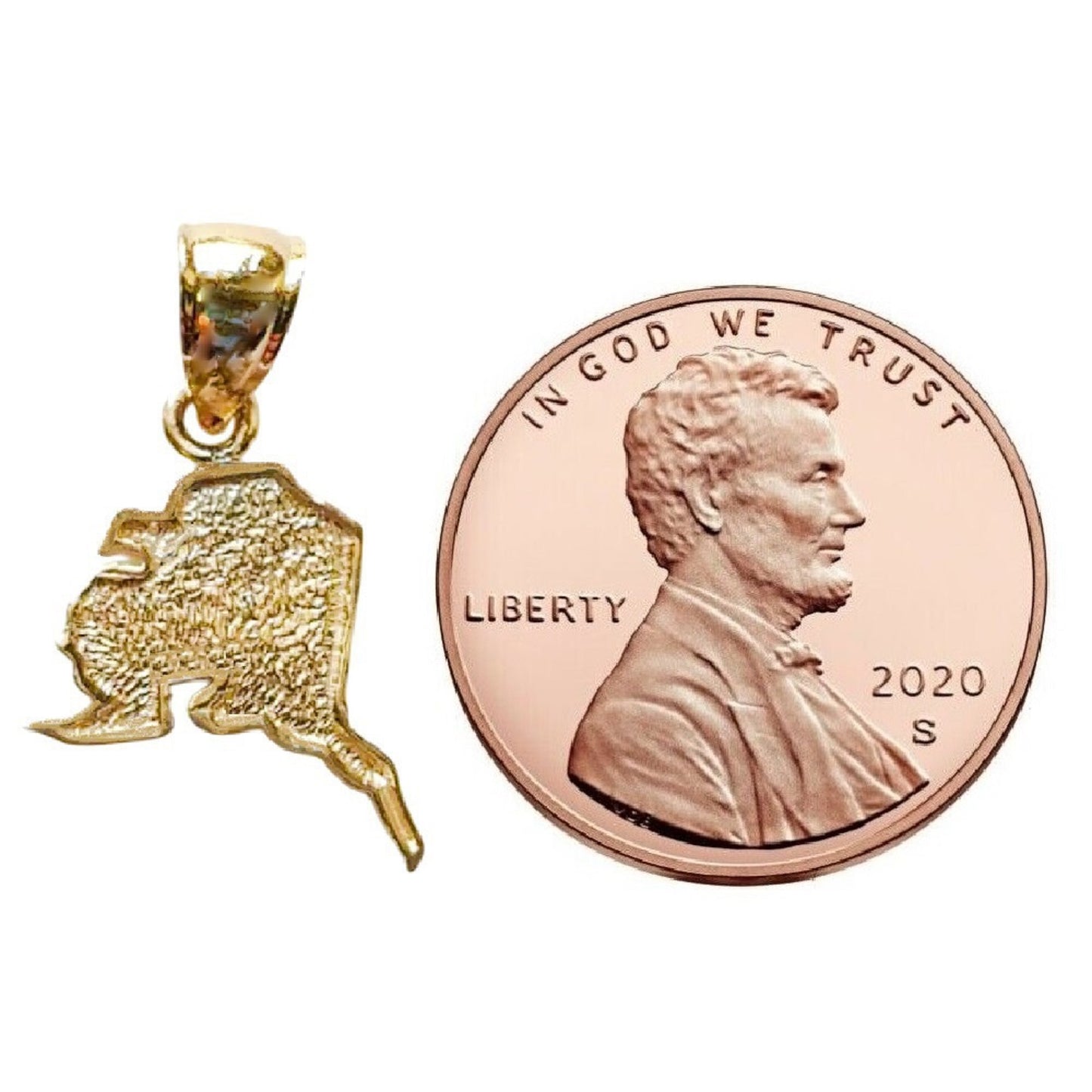 14K Yellow Gold Alaska State Map Pendant