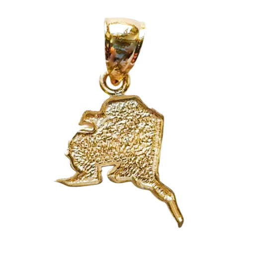 14K Yellow Gold Alaska State Map Pendant
