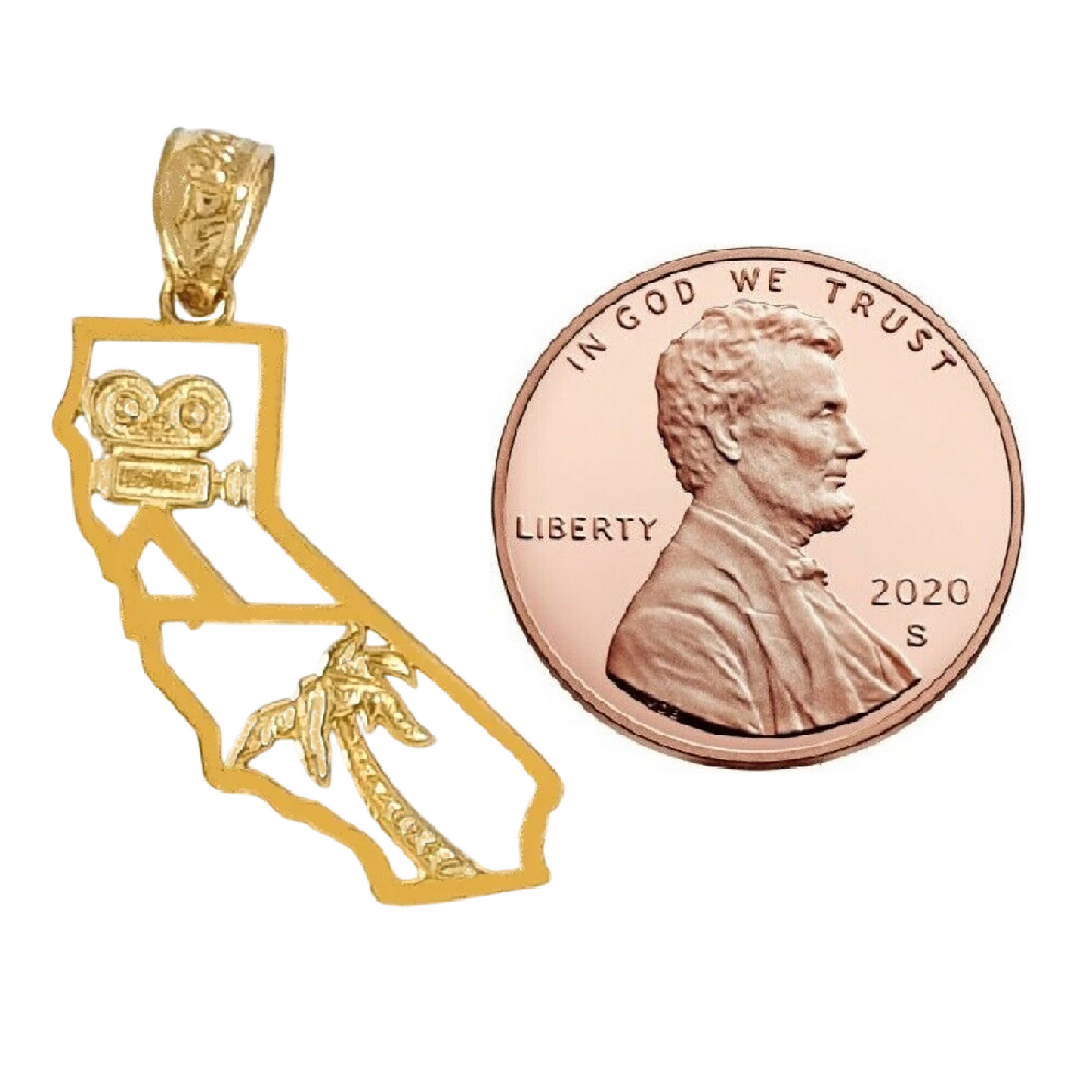 14K Yellow Gold California State Map Pendant