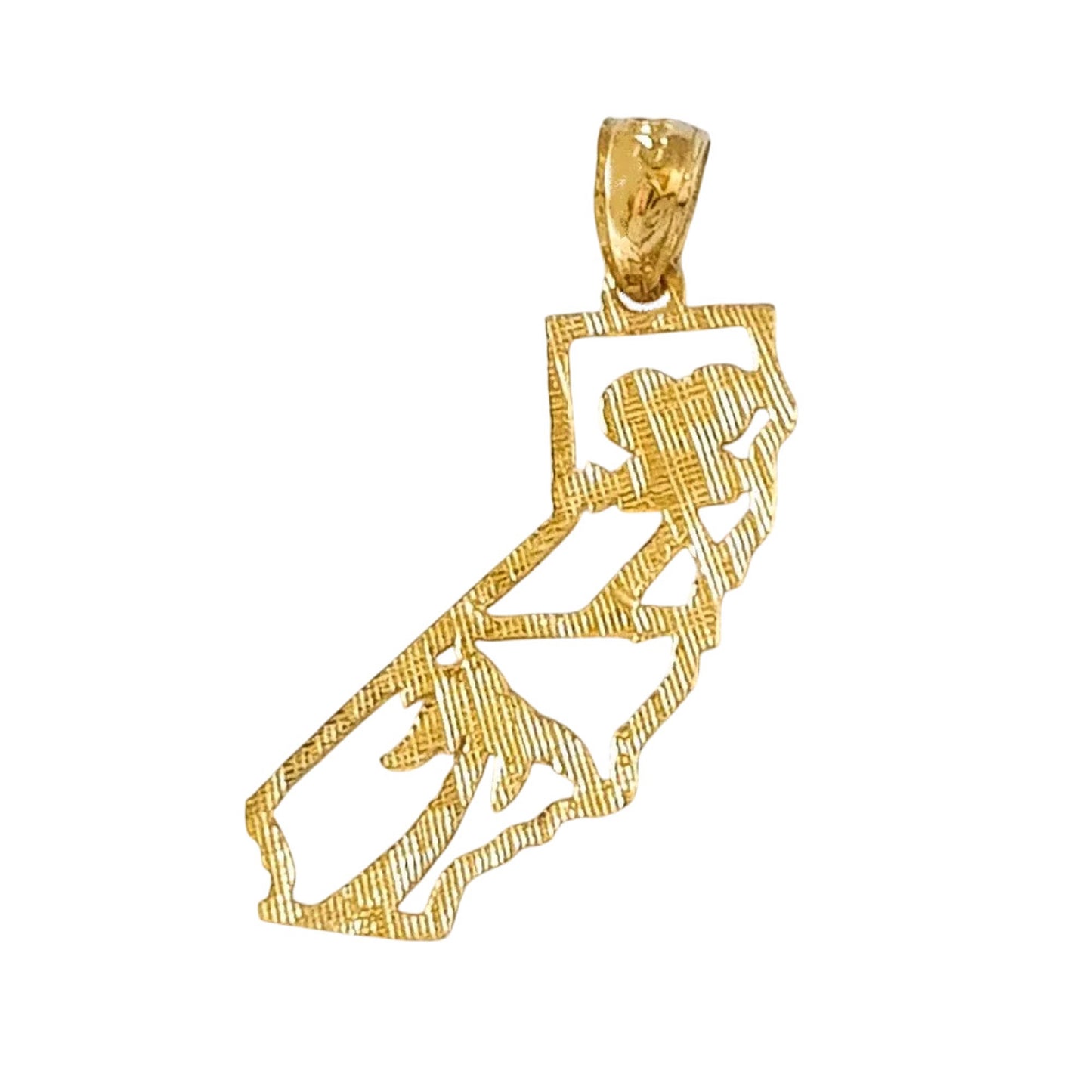 14K Yellow Gold California State Map Pendant
