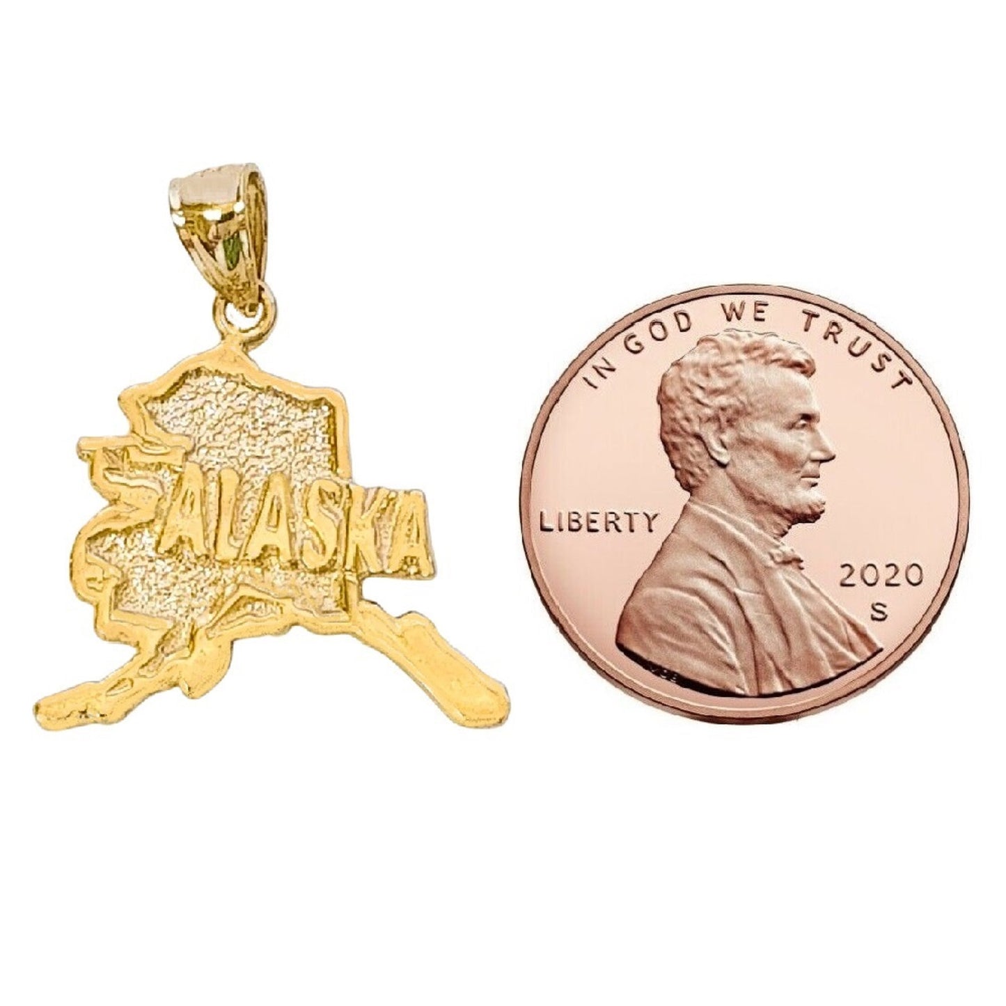 14K Yellow Gold Alaska State Map Pendant
