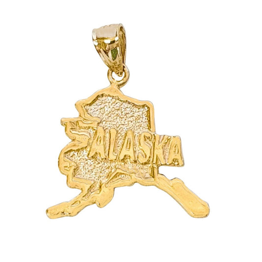 14K Yellow Gold Alaska State Map Pendant