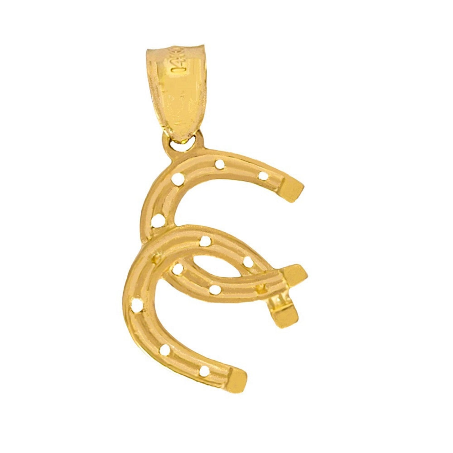 14K Yellow Gold Double Horseshoe Pendant Charm