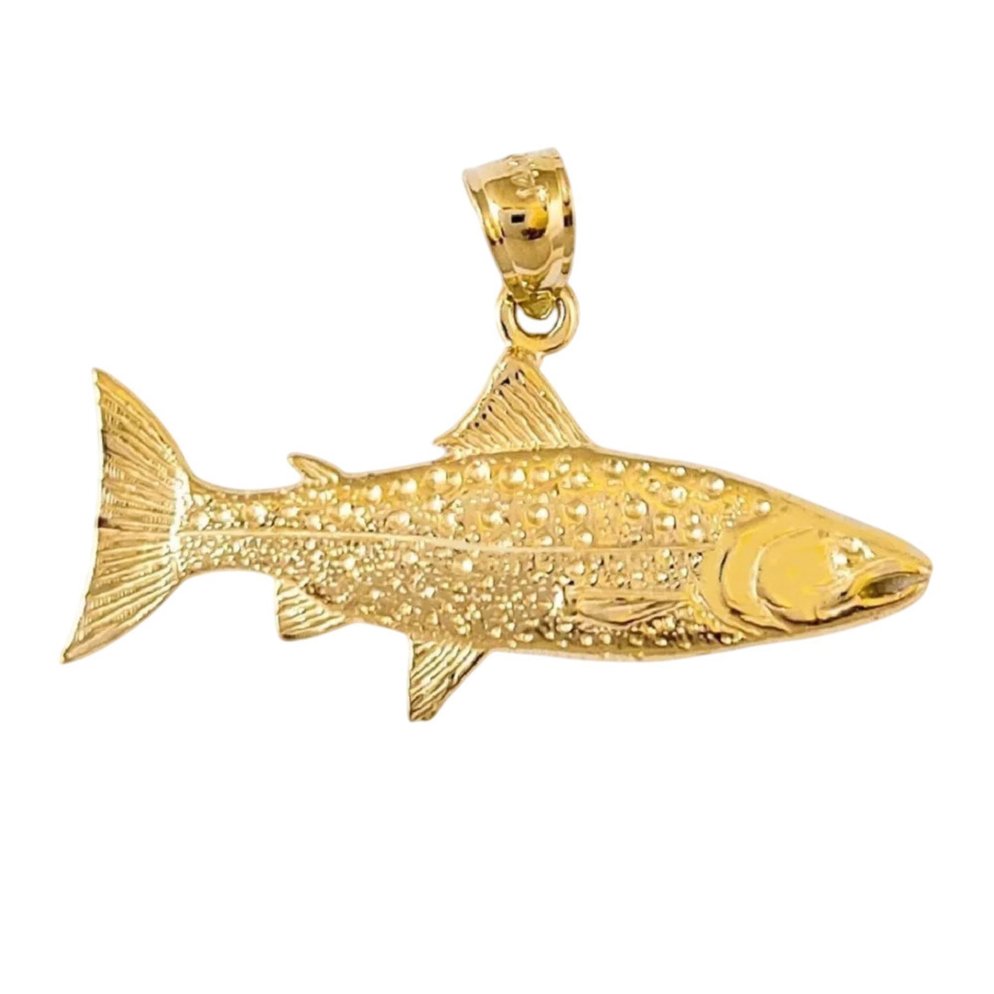 14K Yellow Gold Salmon Fish Pendant