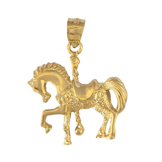 14K Yellow Gold Horse Carousel Pendant