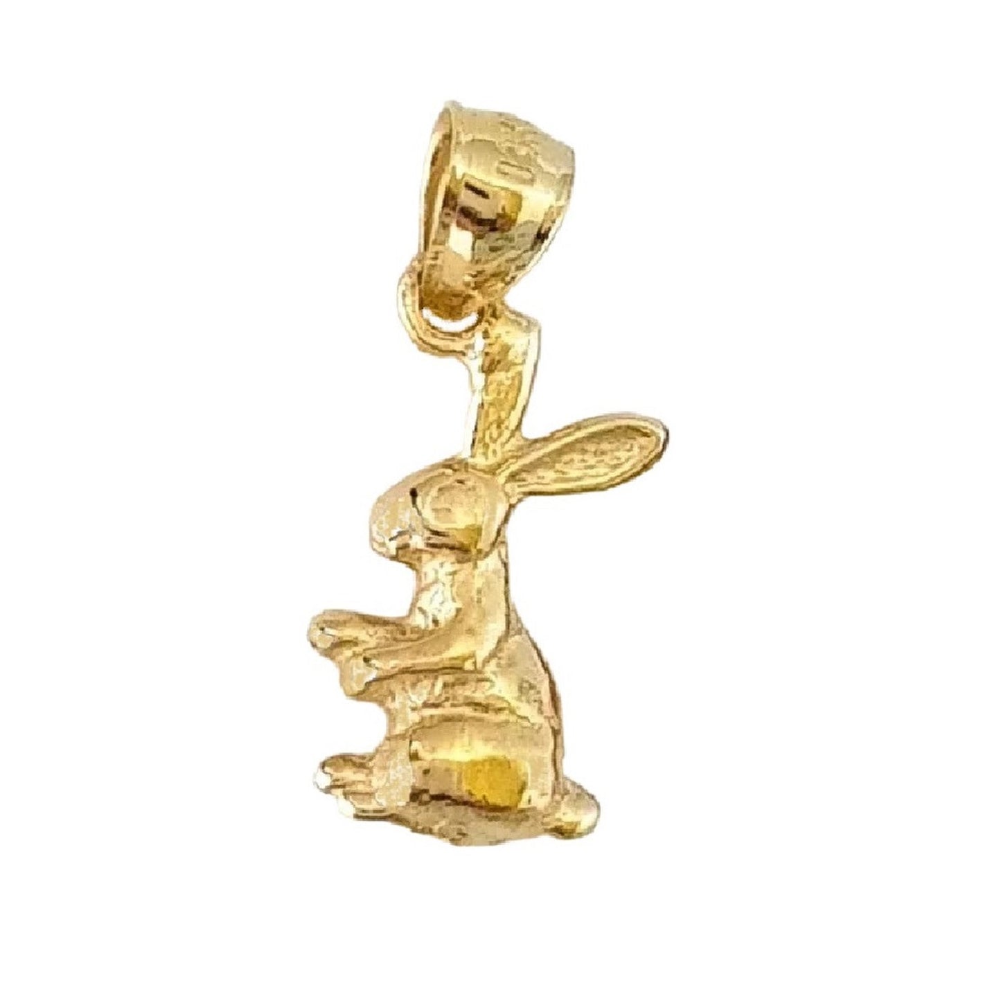 14K Yellow Gold Rabbit 3D (3 Dimensional) Solid Pendant