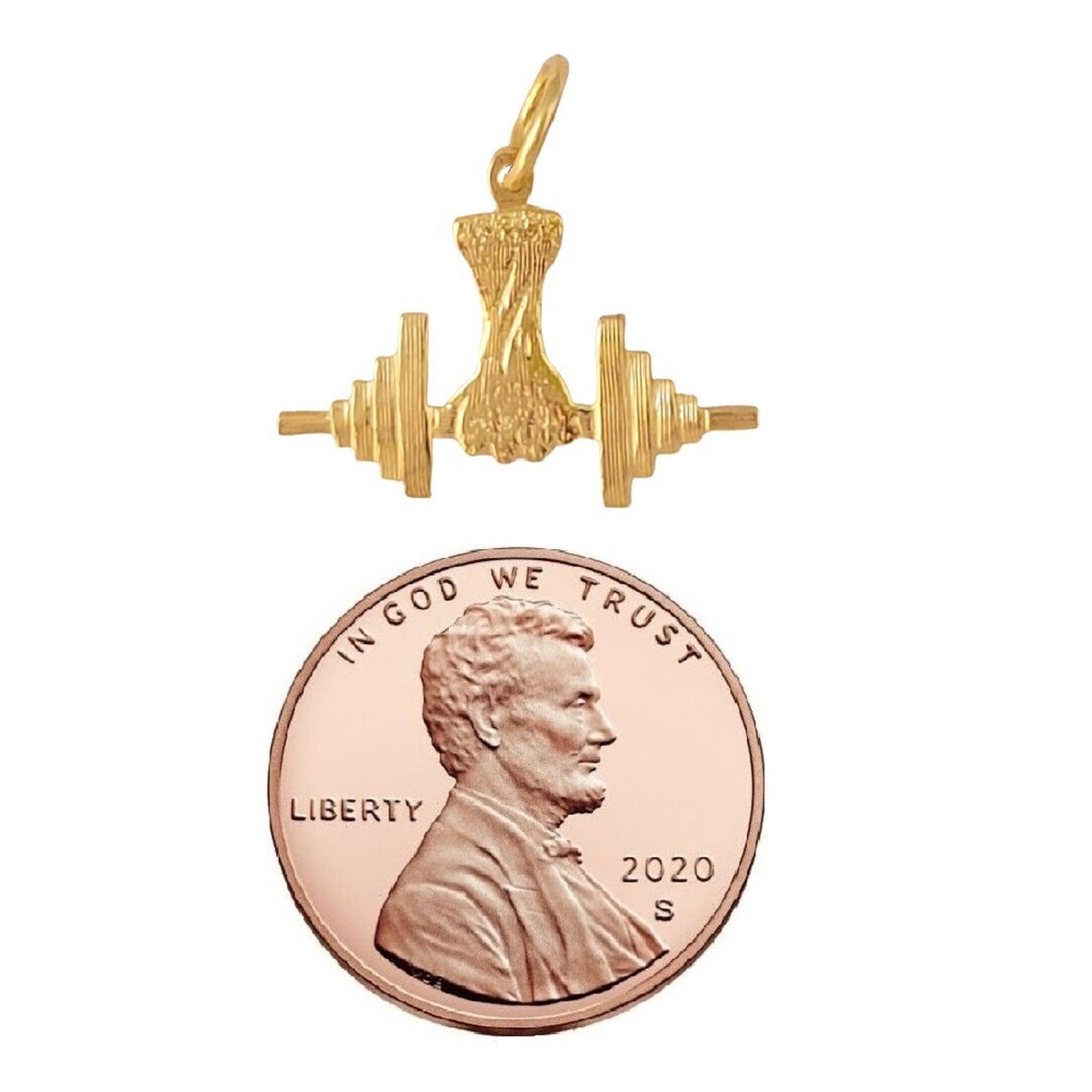 14K Yellow Gold Arm Dumbbell Pendant Charm