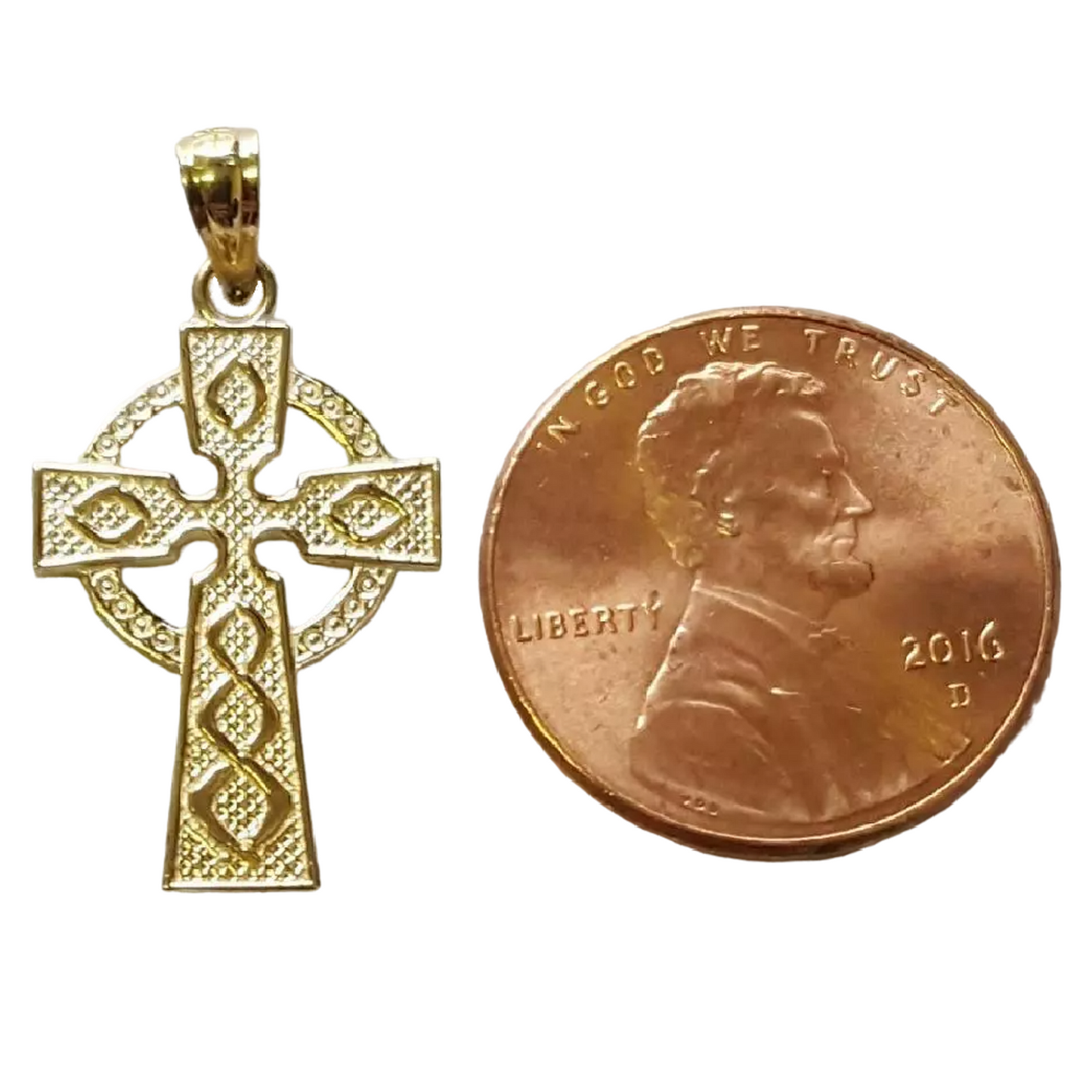14K Yellow Gold Celtic Cross Pendant