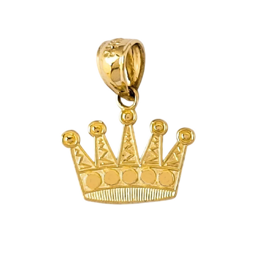 14K Yellow Gold Crown Pendant Charm