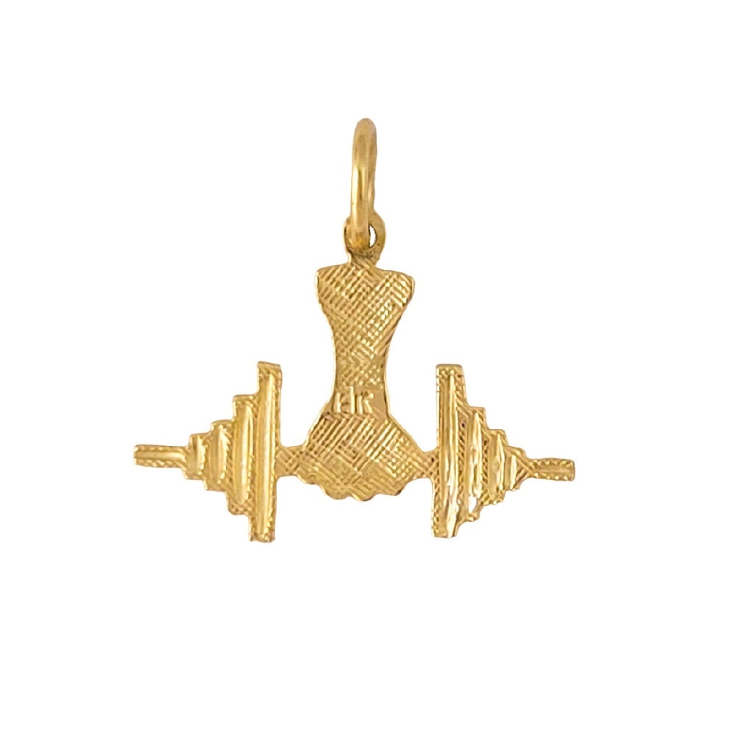 14K Yellow Gold Arm Dumbbell Pendant Charm