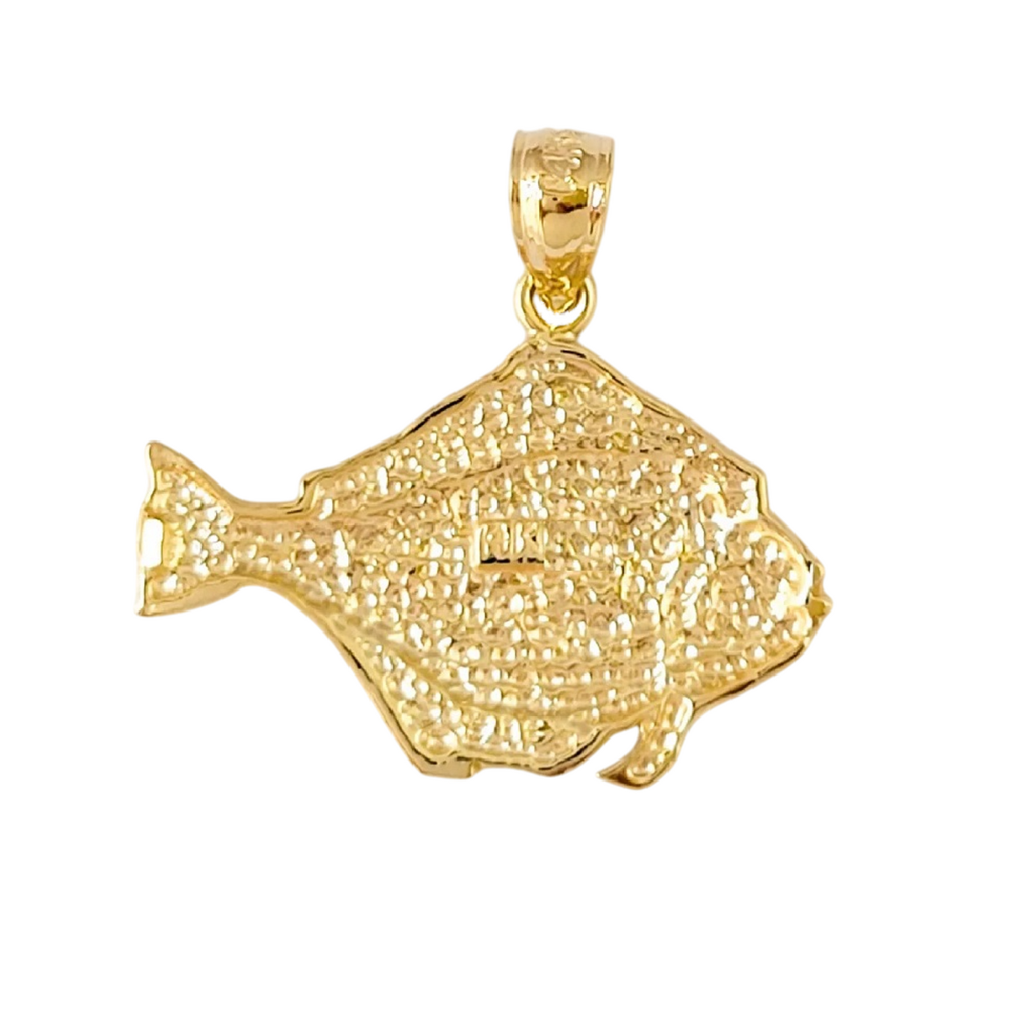 14K Yellow Gold Halibut Fish Pendant