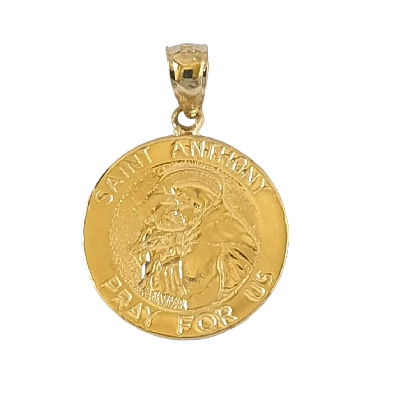 14K Yellow Gold Saint Anthony Pray For Us Pendant