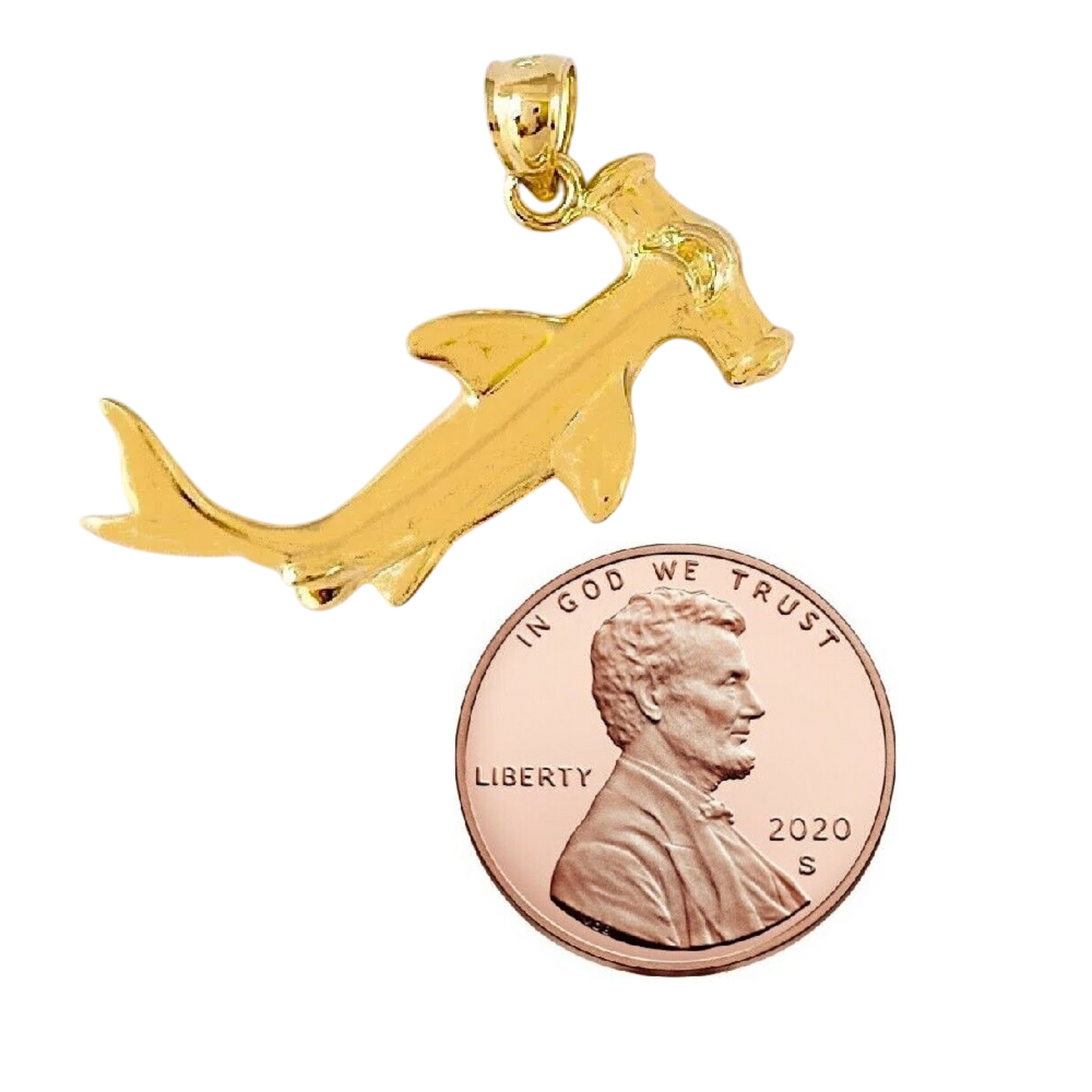 14K Yellow Gold Hammerhead Shark Pendant