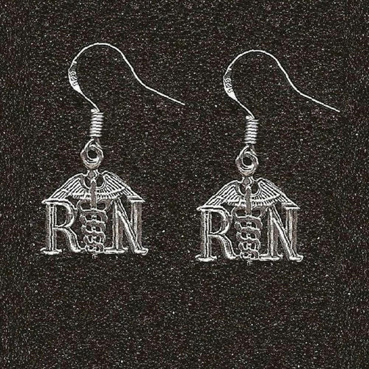 Sterling Silver RN (REGISTERED NURSE) Dangle Earrings