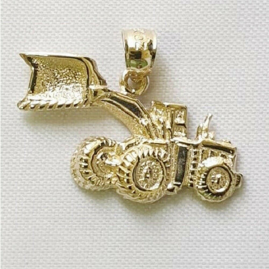 14K Yellow Gold LOADER BULLDOZER Pendant