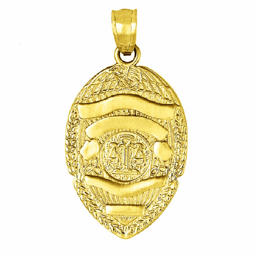 14K Yellow Gold POLICE BADGE Pendant