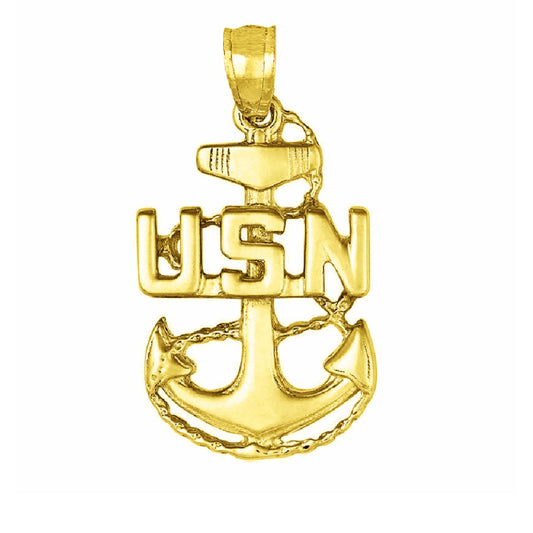 14K Yellow Gold U.S. Navy Anchor Pendant