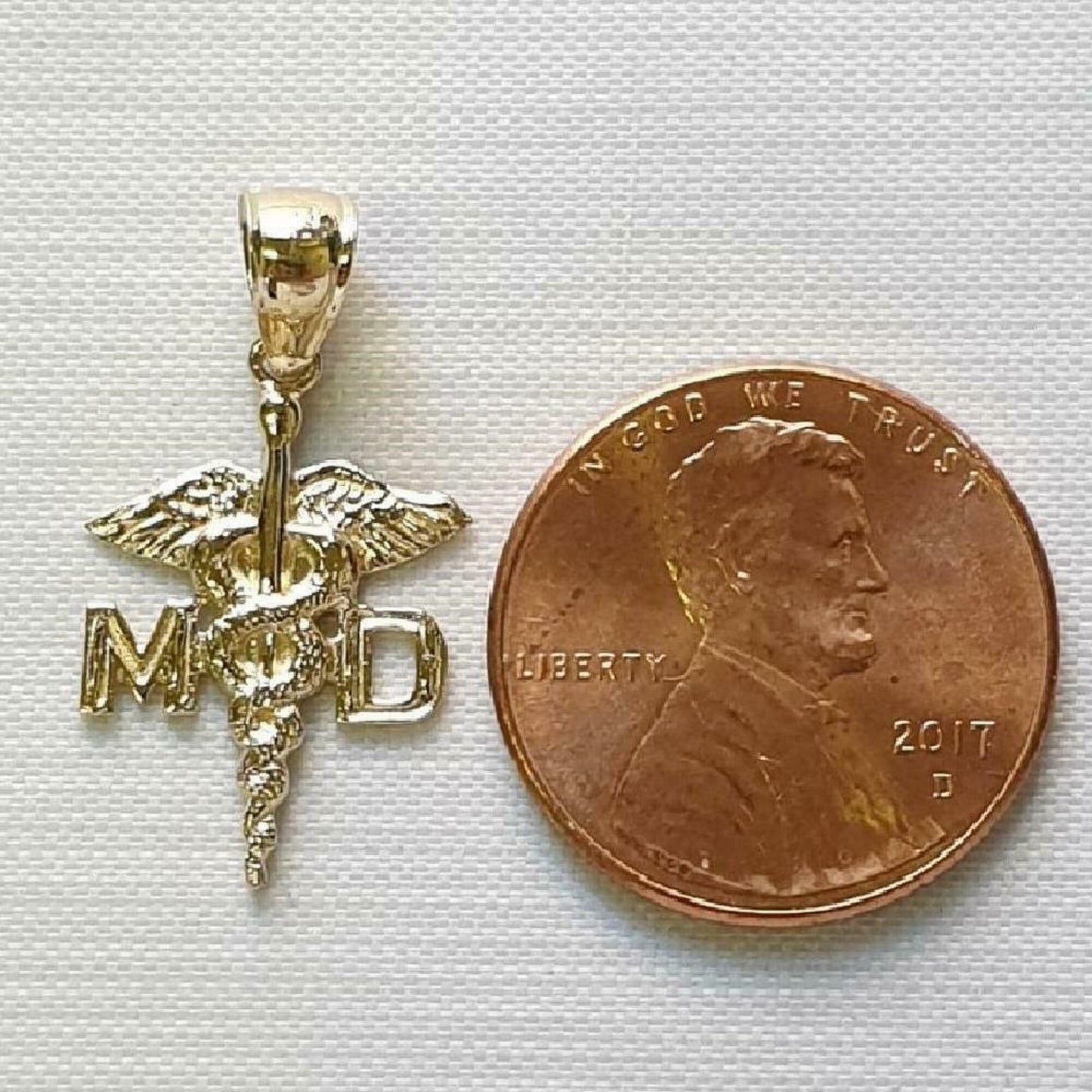 14K Yellow Gold MD (Doctor of Medicine) Medical Pendant