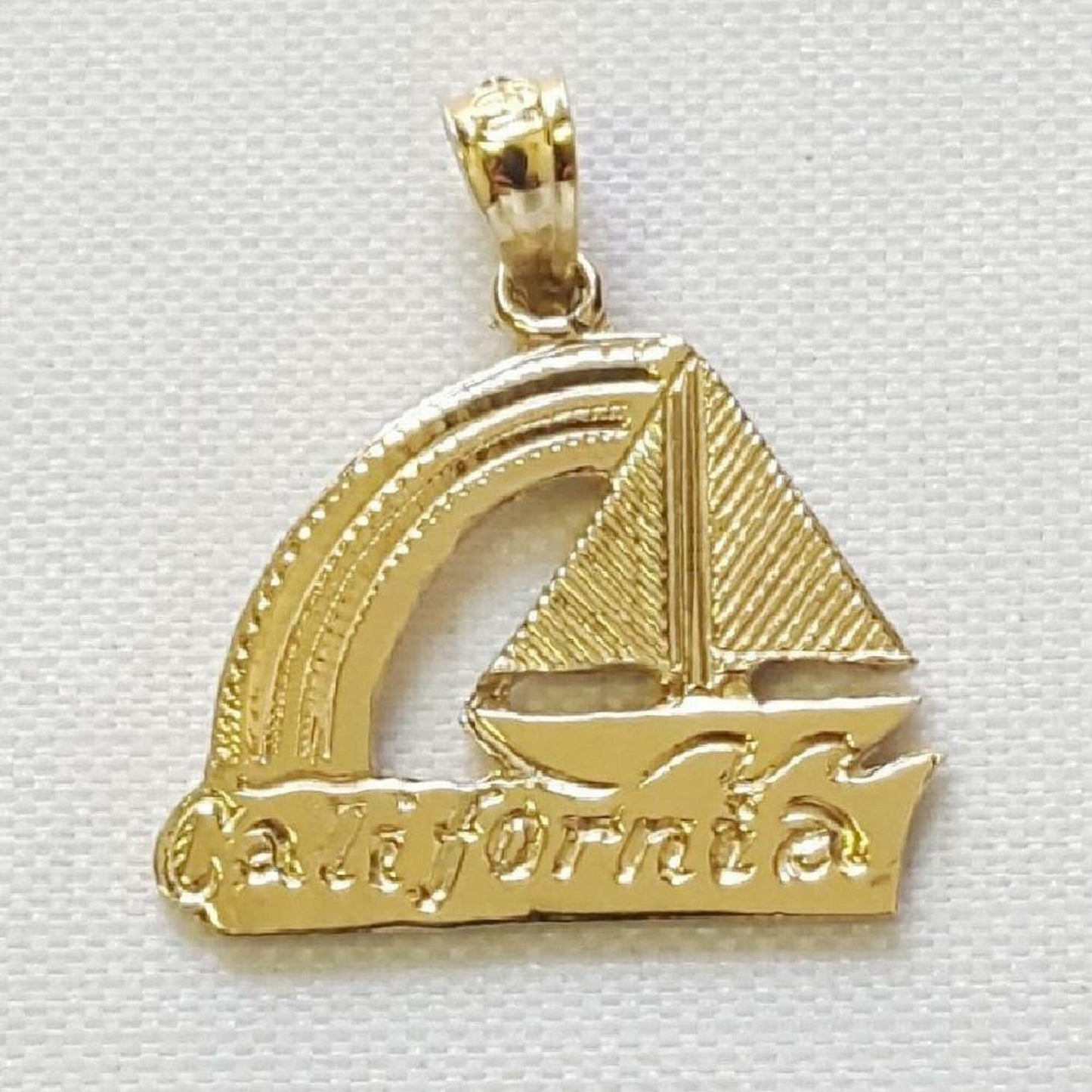 14K Yellow Gold California Boat Pendant