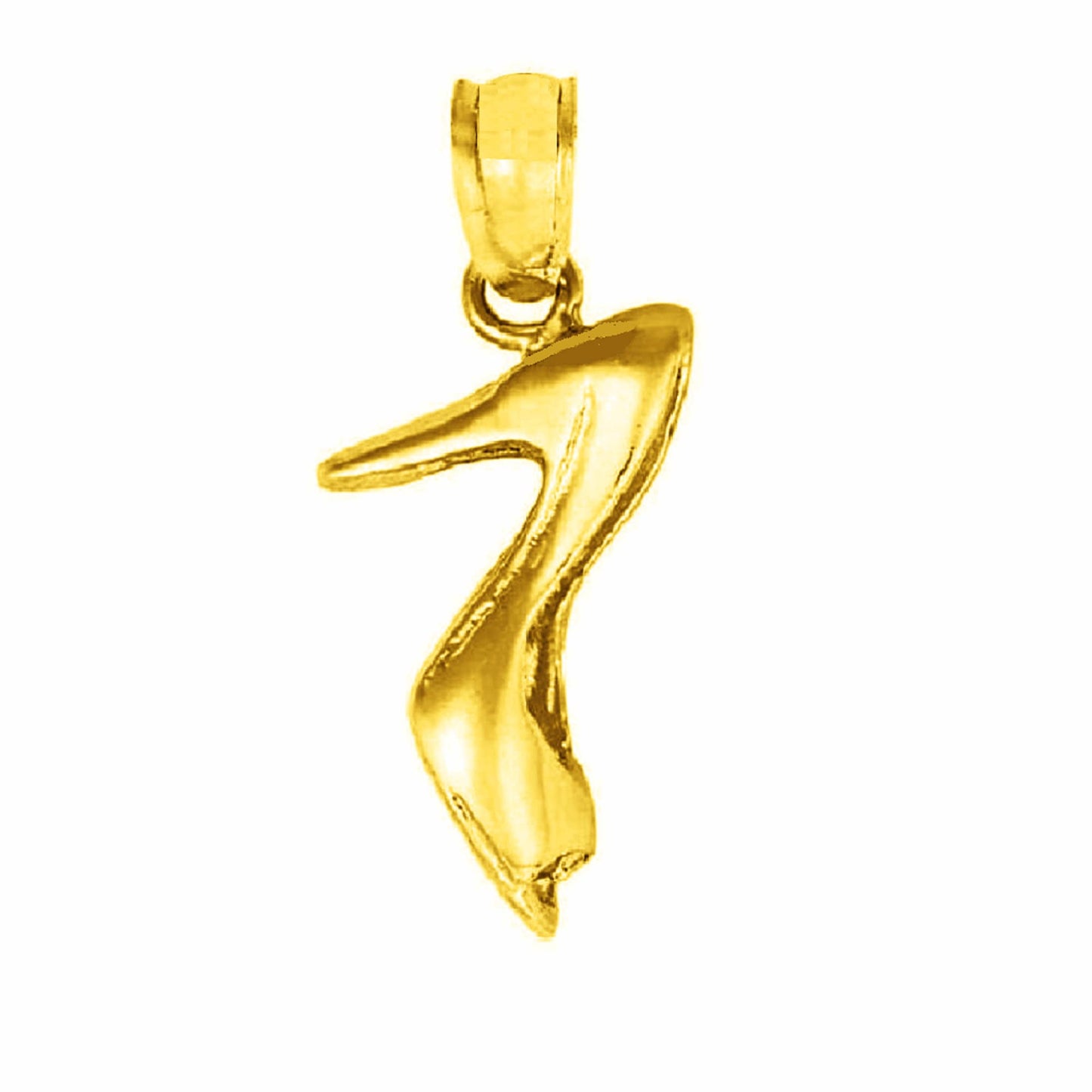 14K Yellow Gold HIGH HEEL SHOE 3D (3 Dimensional) Pendant