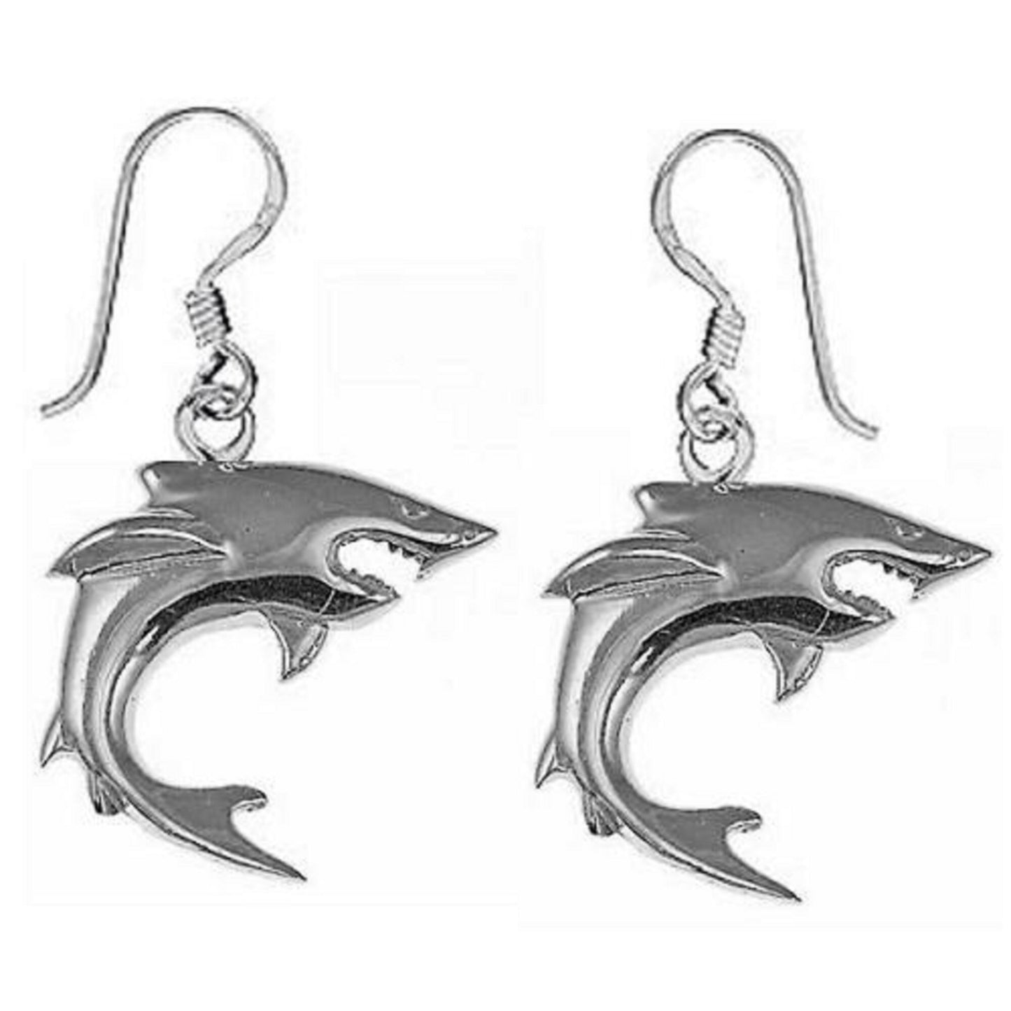 Sterling Silver SHARK Dangle Earrings