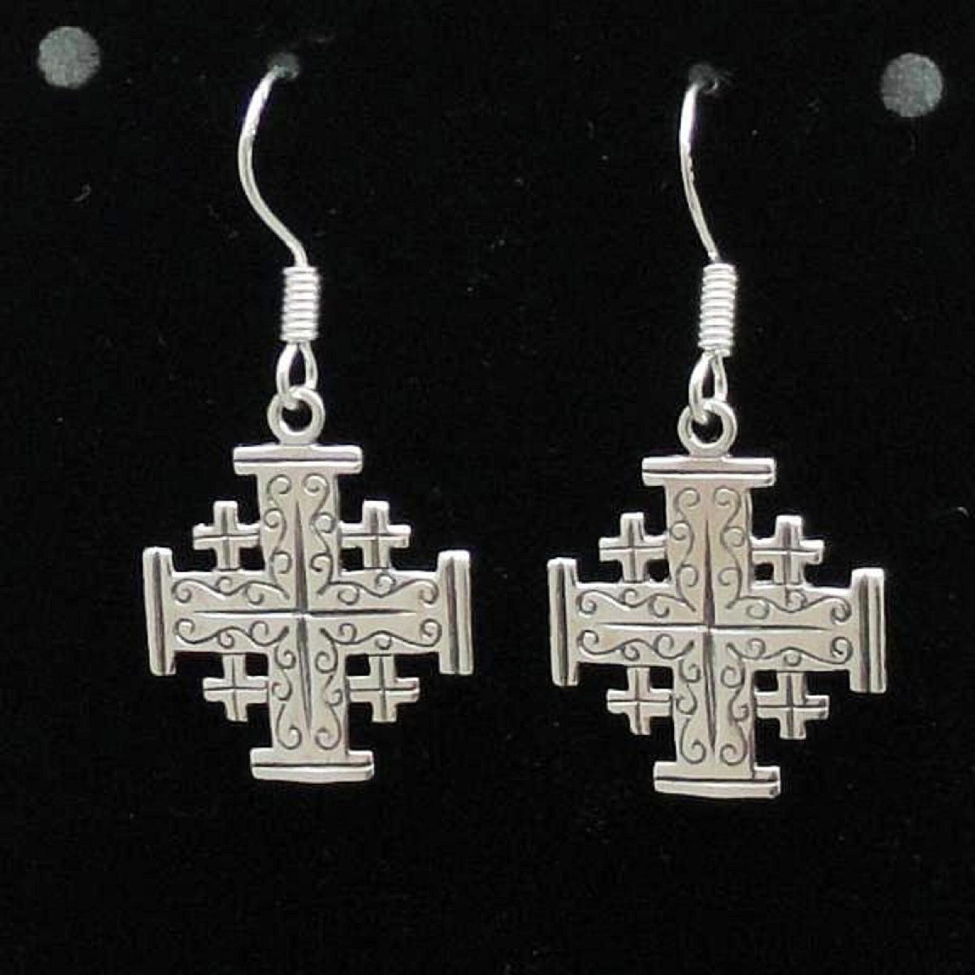 Sterling Silver JERUSALEM CROSS Dangle Earrings